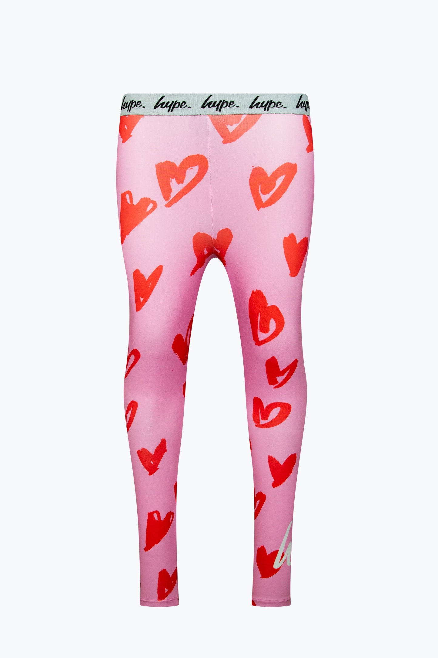 HYPE GIRLS MULTI SCRIBBLE HEARTS PINK LEGGINGS