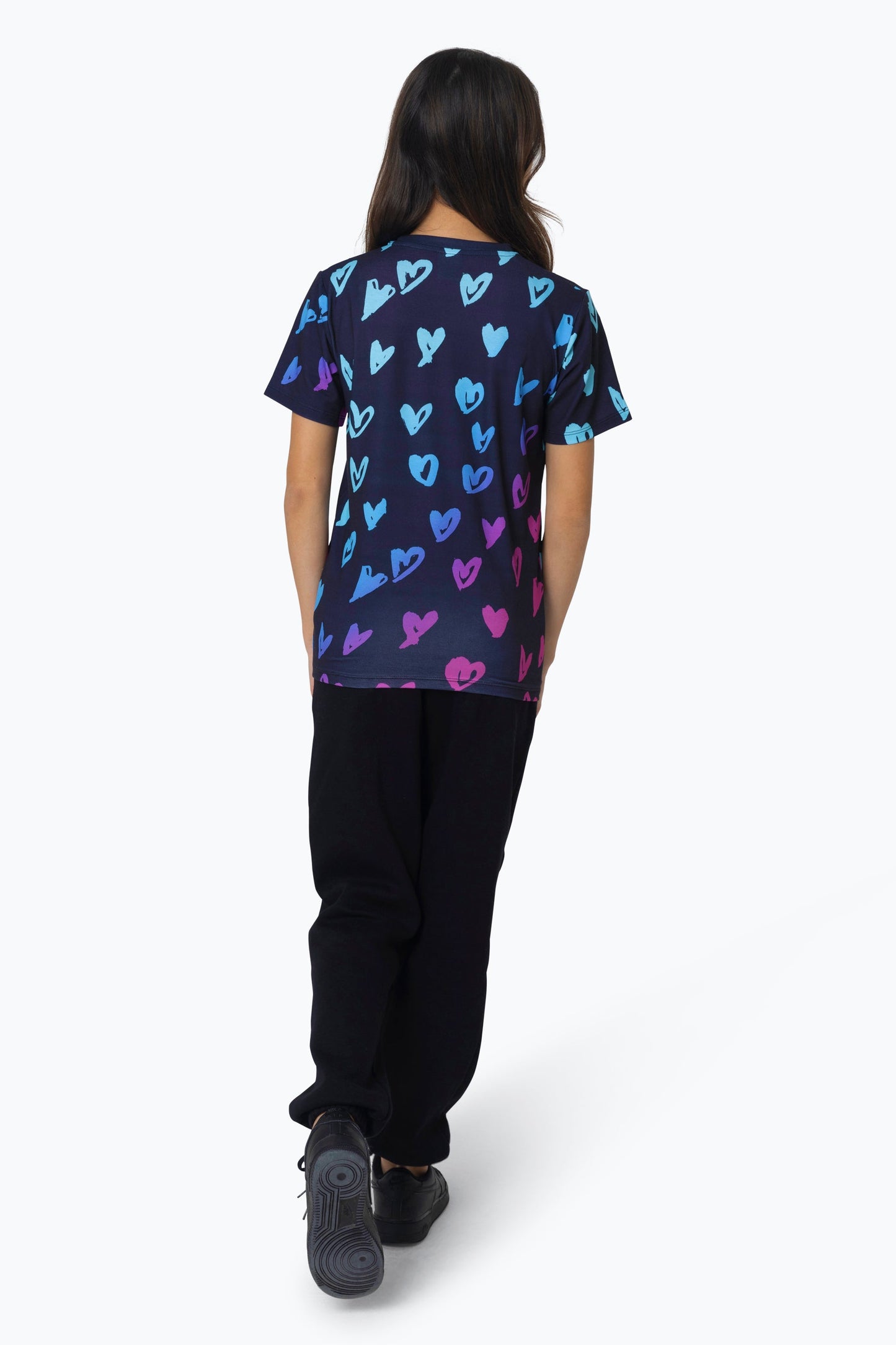 HYPE GIRLS MULTI SCRIBBLE HEARTS T-SHIRT