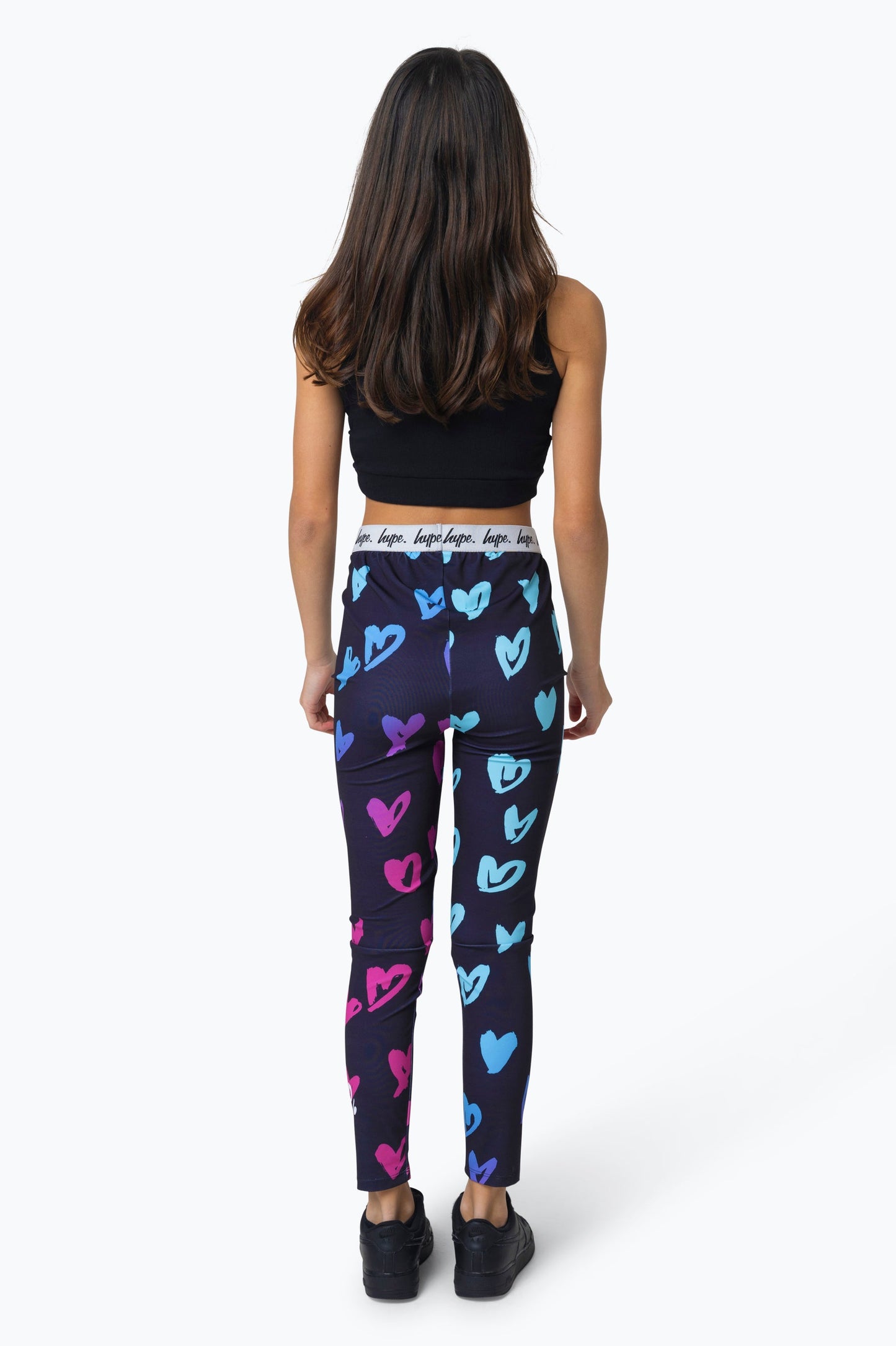 HYPE GIRLS MULTI SCRIBBLE HEARTS LEGGINGS