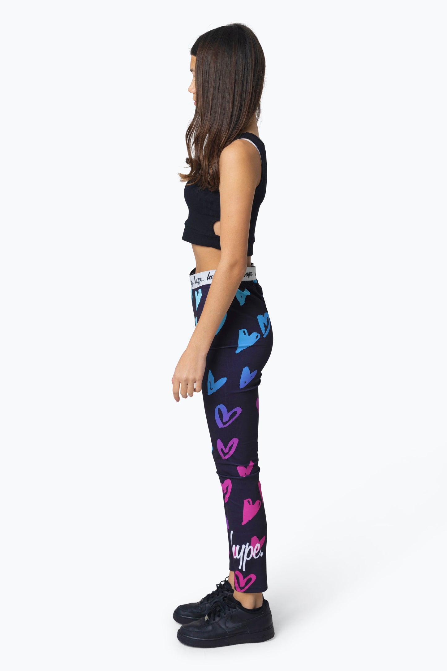 HYPE GIRLS MULTI SCRIBBLE HEARTS LEGGINGS