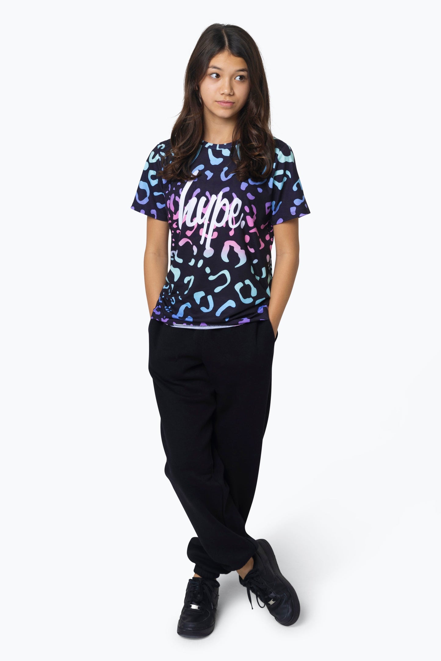 HYPE GIRLS MULTI GRADIENT LEOPARD T-SHIRT