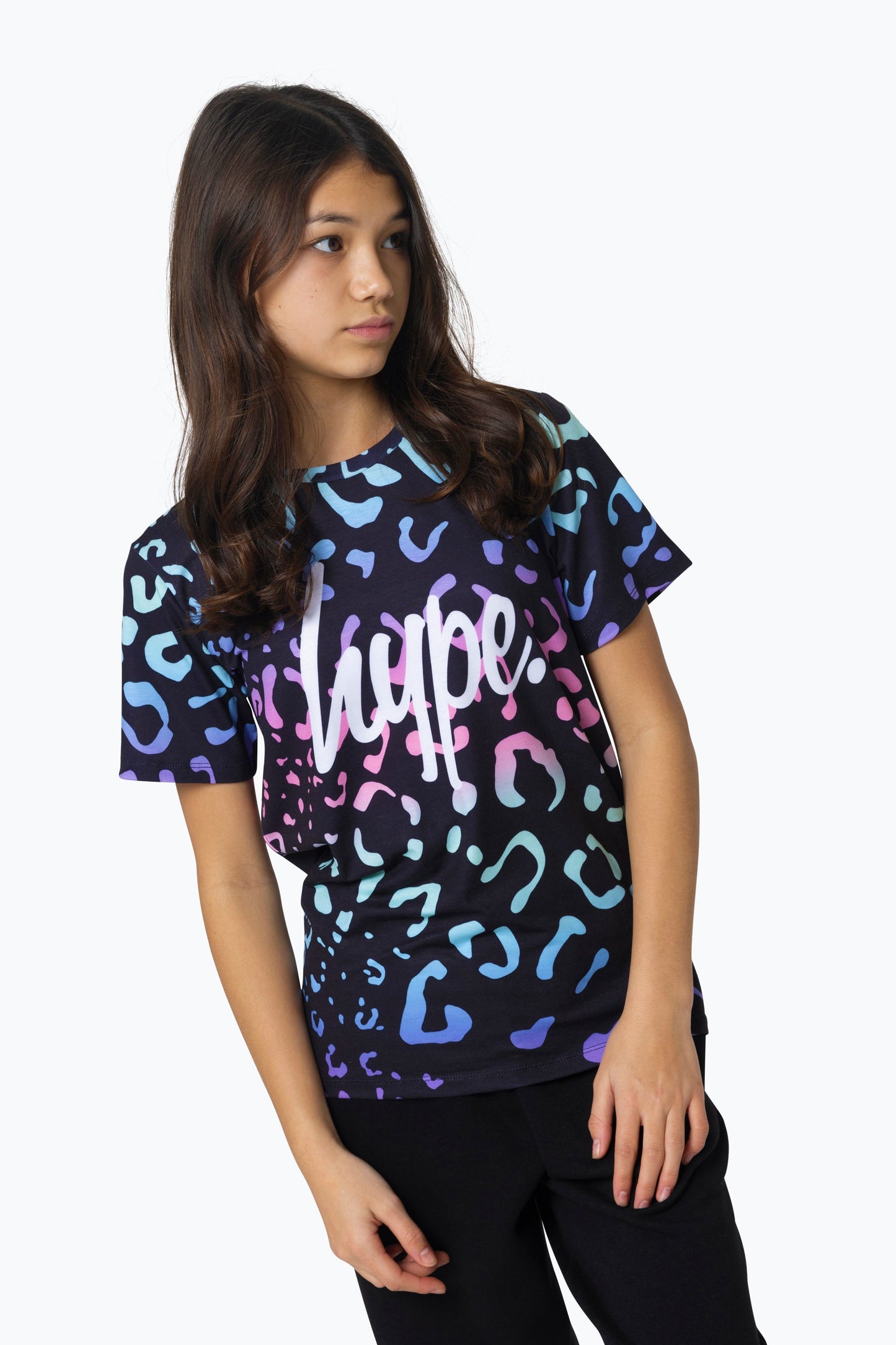 HYPE GIRLS MULTI GRADIENT LEOPARD T-SHIRT