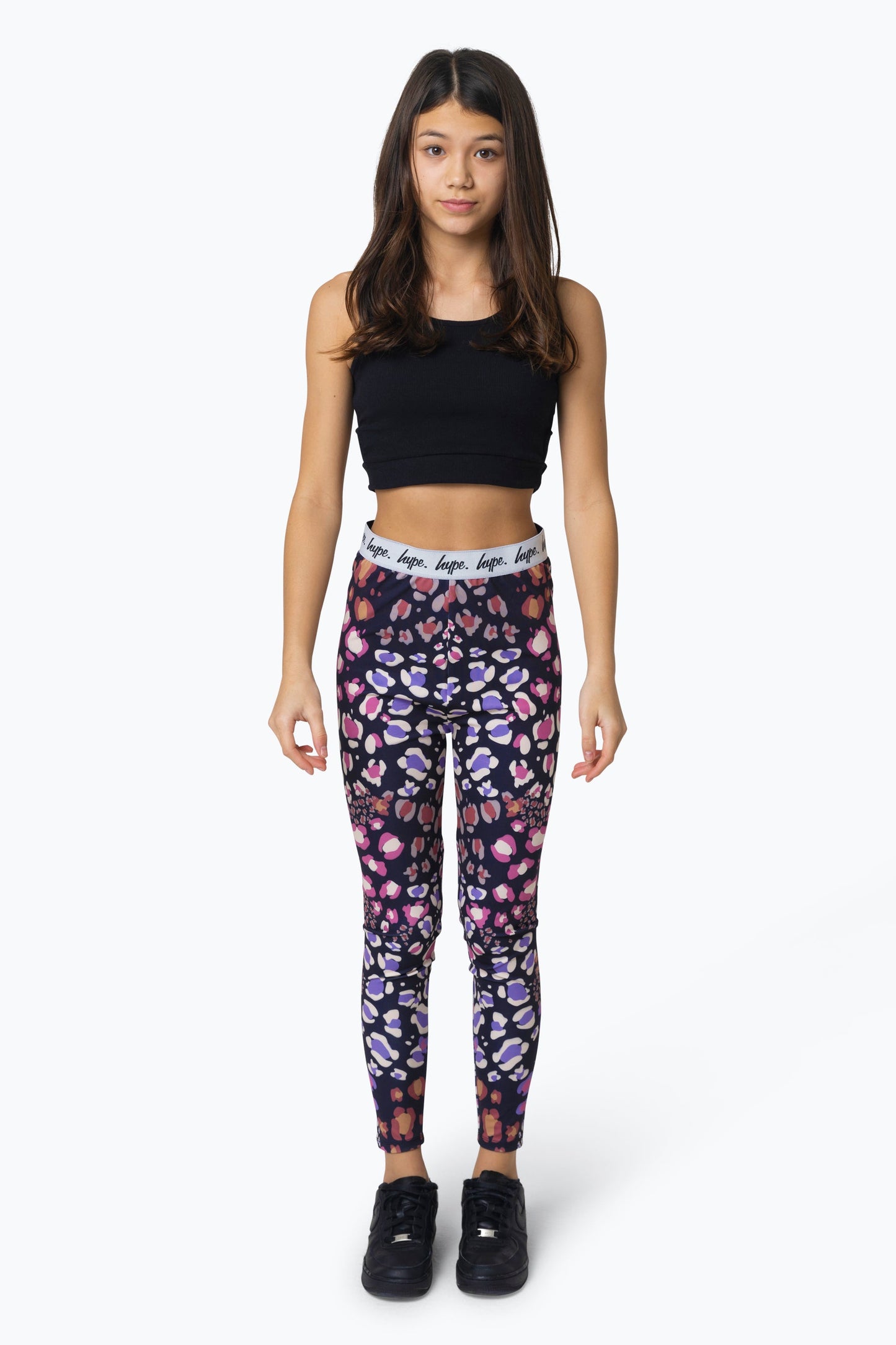 HYPE GIRLS BLACK MULTI LEOPARD LEGGINGS