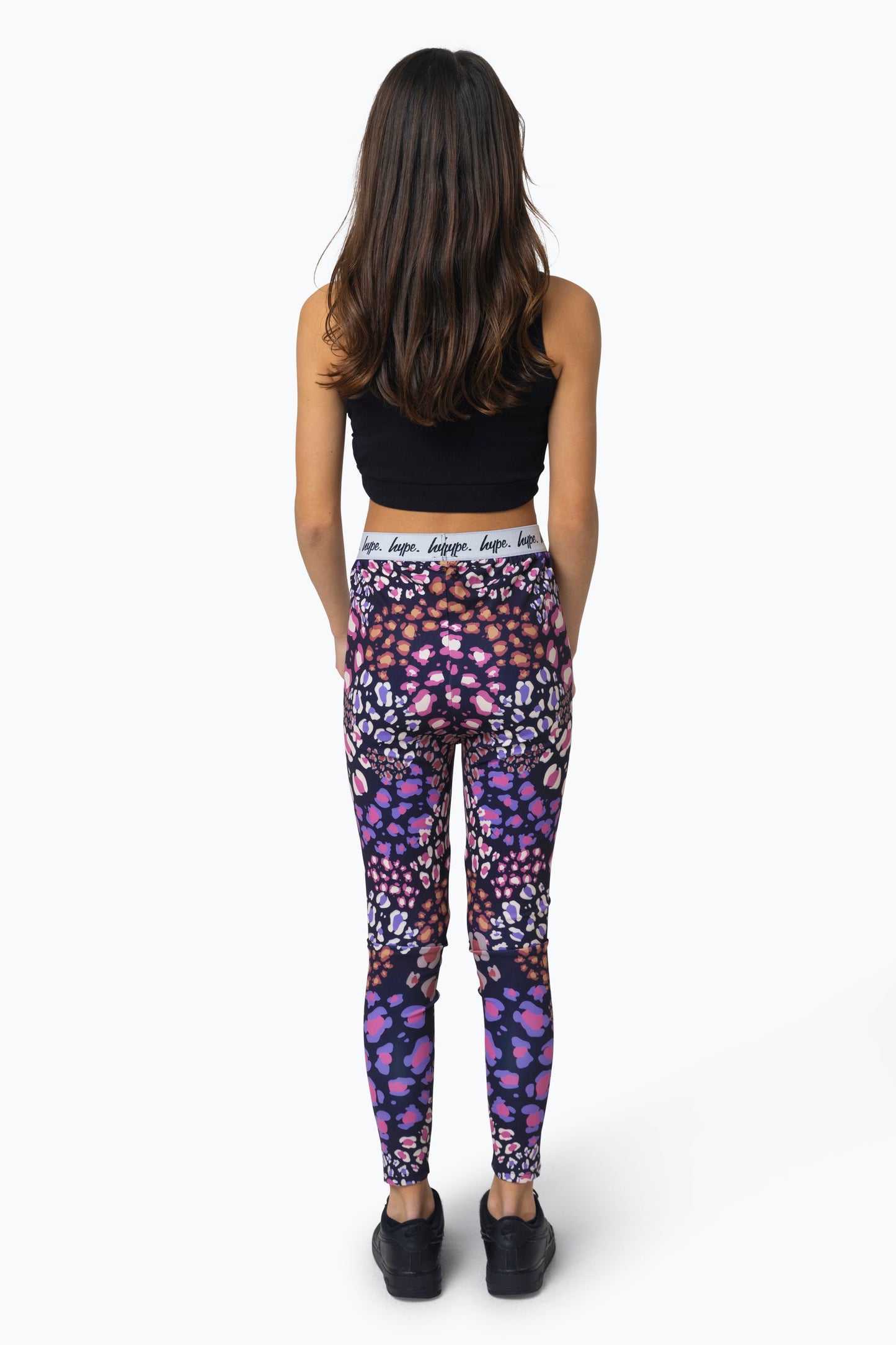 HYPE GIRLS BLACK MULTI LEOPARD LEGGINGS