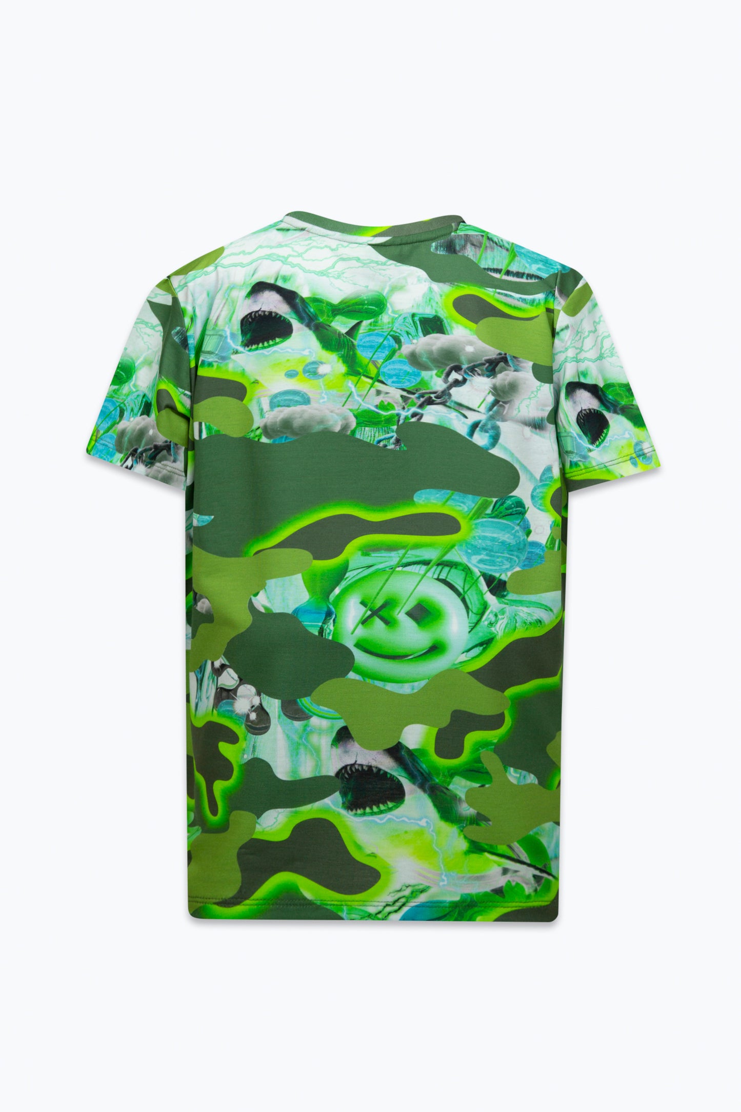 Hype Boys Green Shark Smile Camo T-Shirt