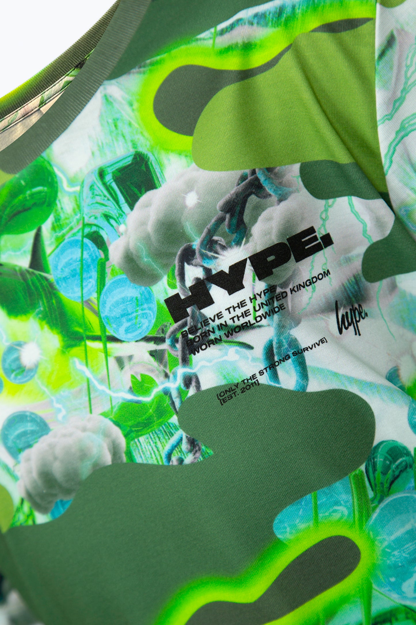 Hype Boys Green Shark Smile Camo T-Shirt