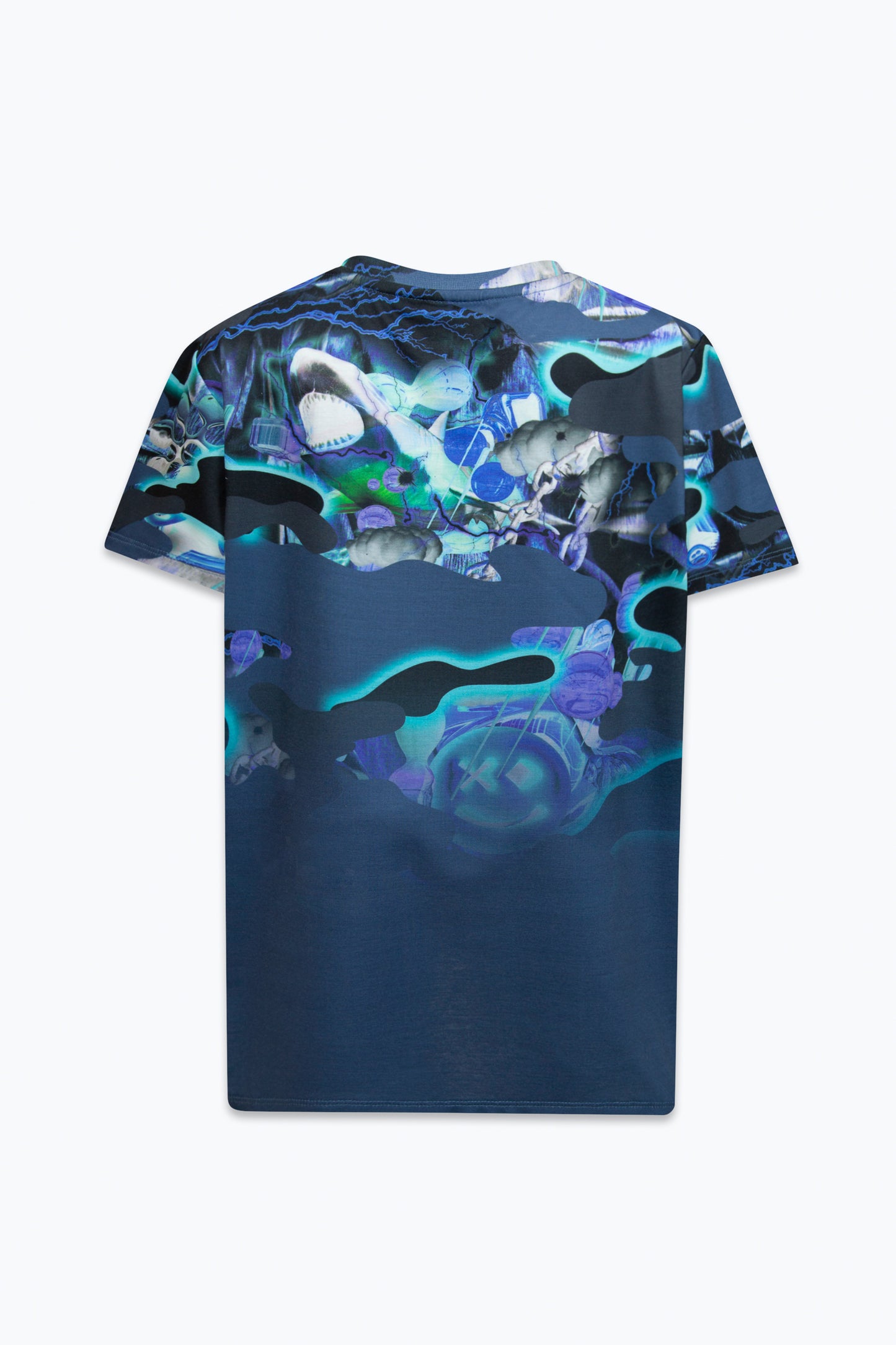 Hype Boys Blue Shark Smile Camo Fade T-Shirt