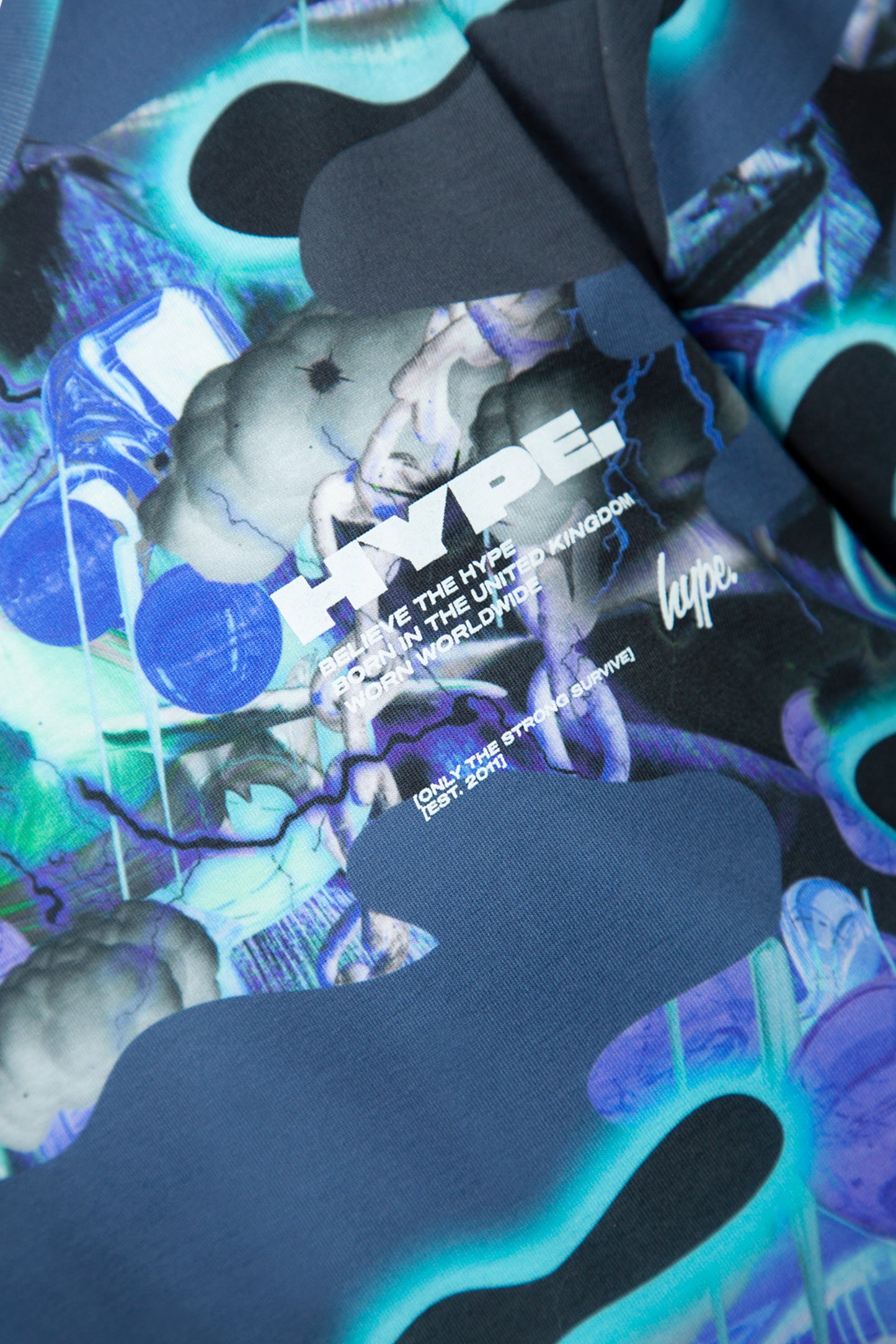 Hype Boys Blue Shark Smile Camo Fade T-Shirt