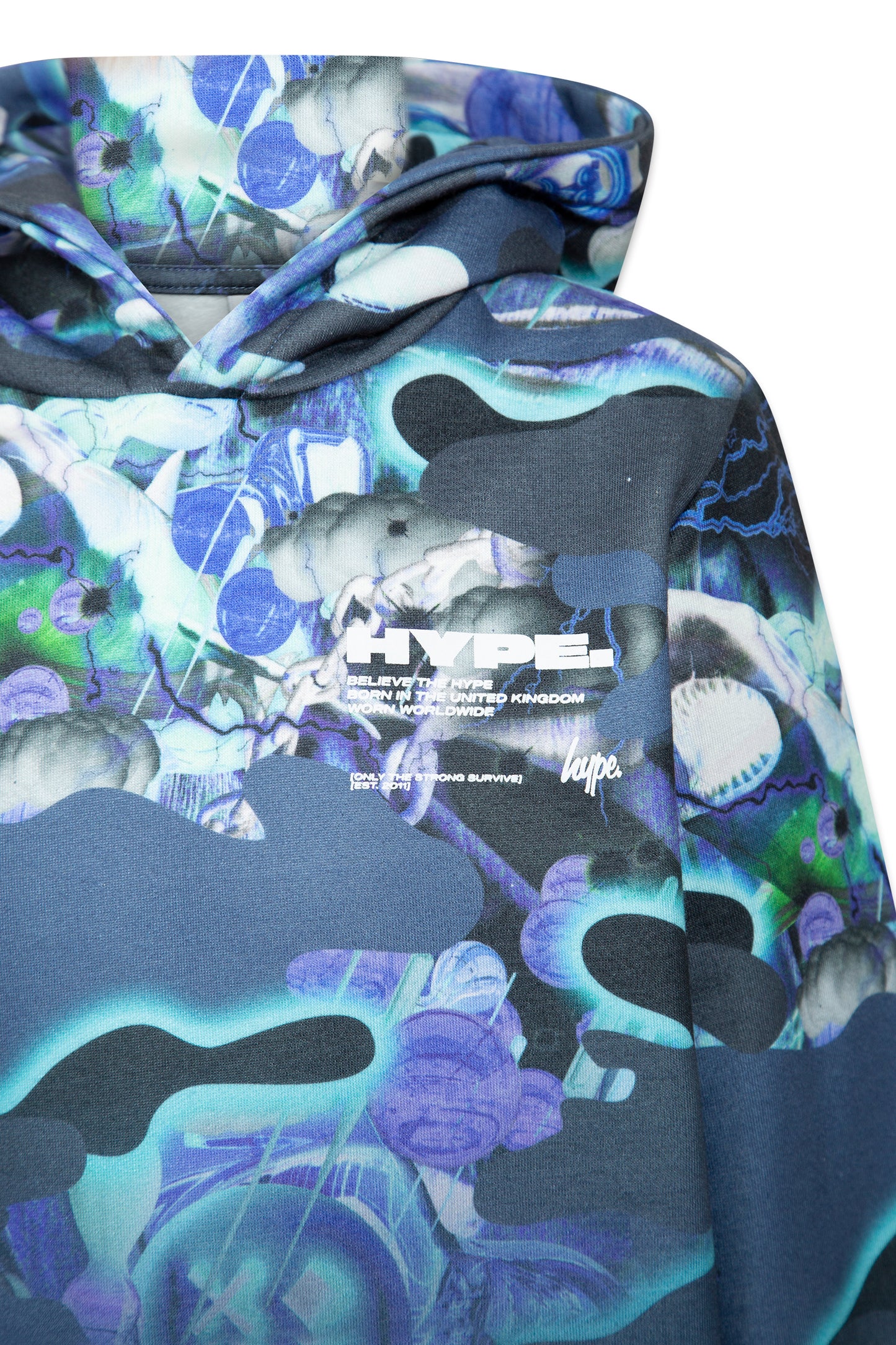 Hype Boys Blue Shark Smile Camo Hoodie