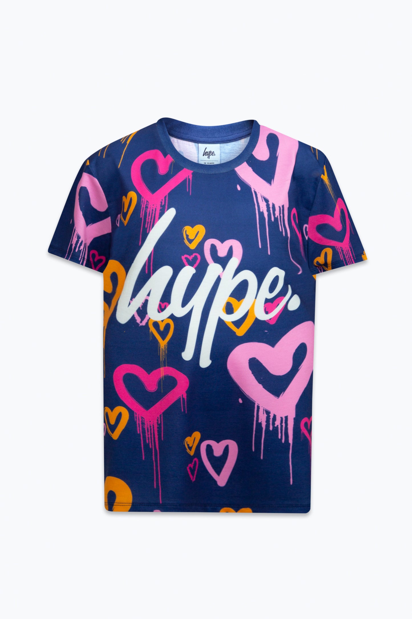 Hype Girls Navy Heart Drips T-Shirt