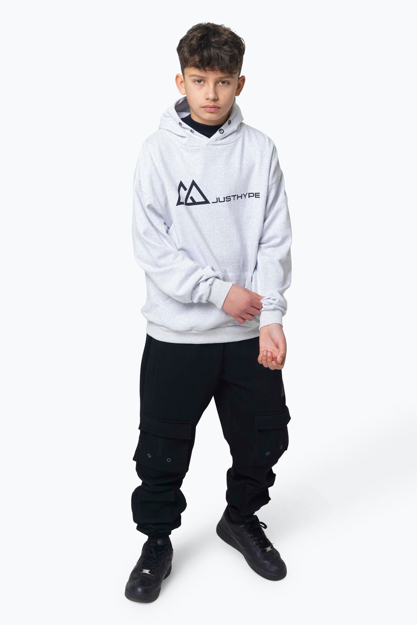 HYPE BOYS GREY MARL OUTDOOR HOODIE