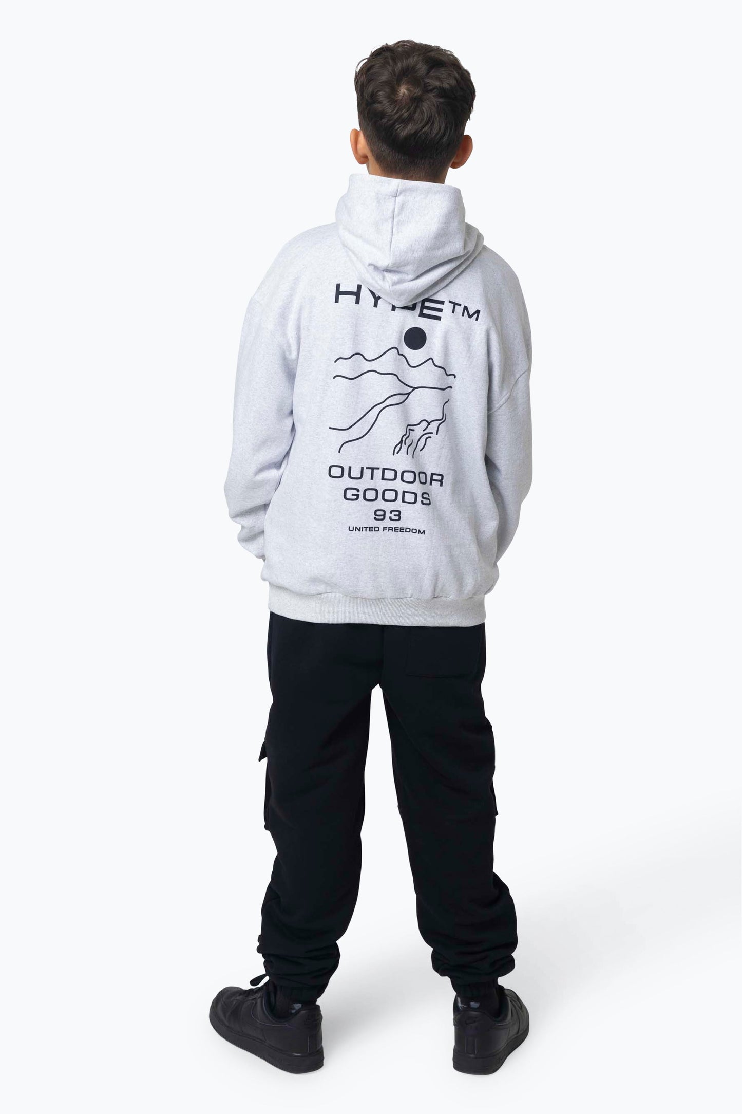 HYPE BOYS GREY MARL OUTDOOR HOODIE