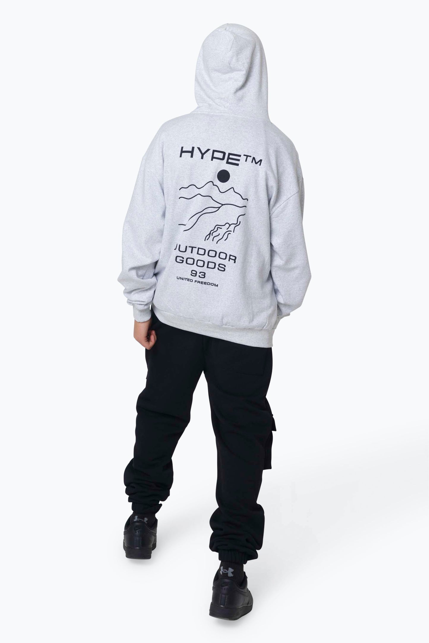 HYPE BOYS GREY MARL OUTDOOR HOODIE