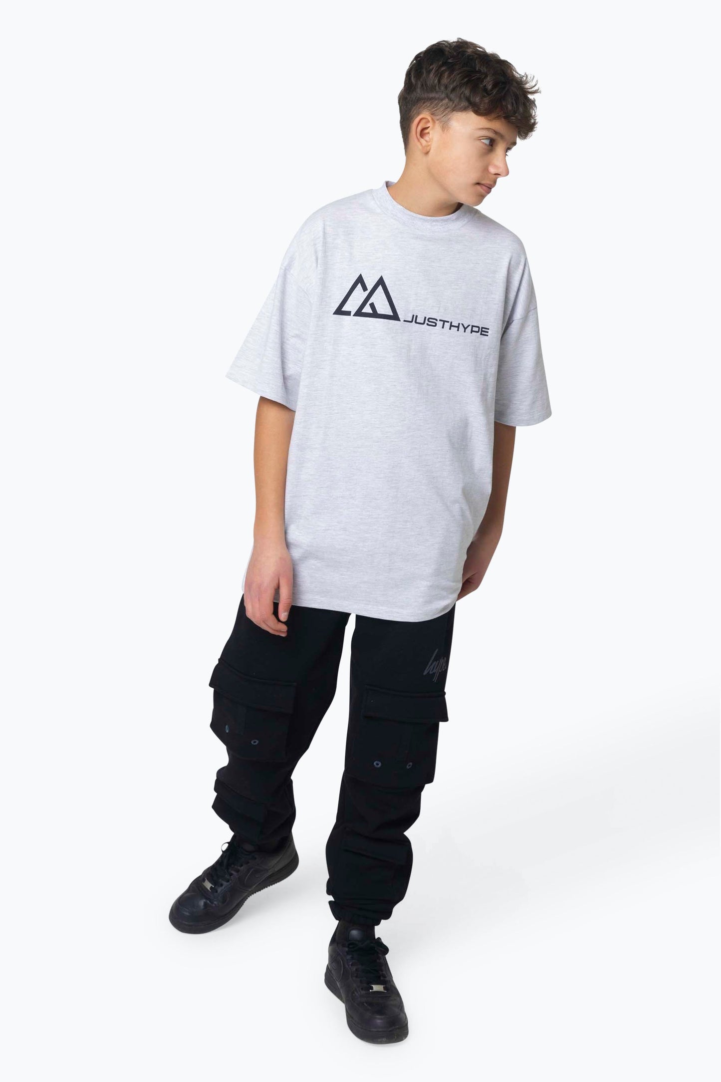 HYPE BOYS GREY MARL OUTDOOR T-SHIRT