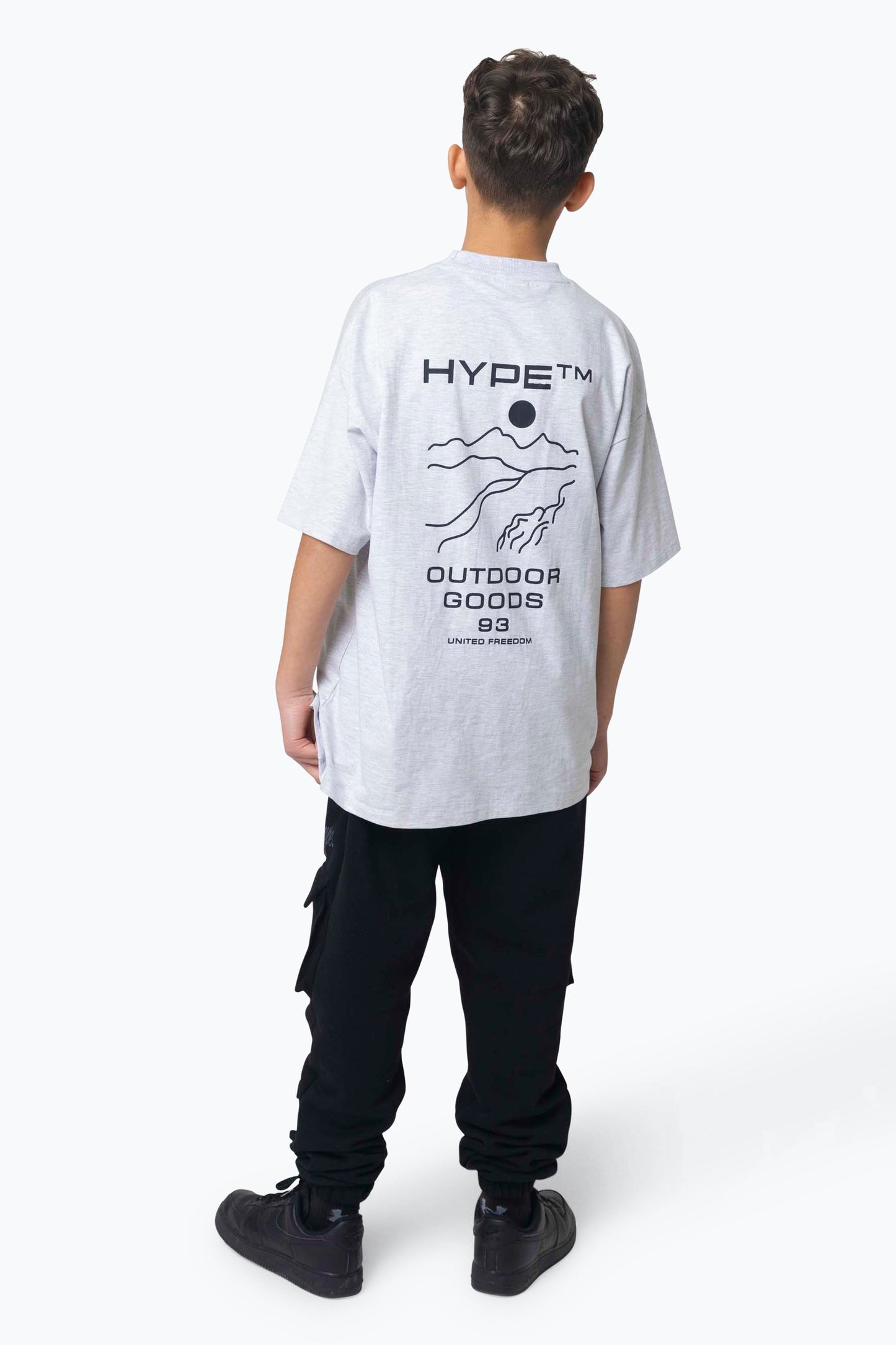 HYPE BOYS GREY MARL OUTDOOR T-SHIRT