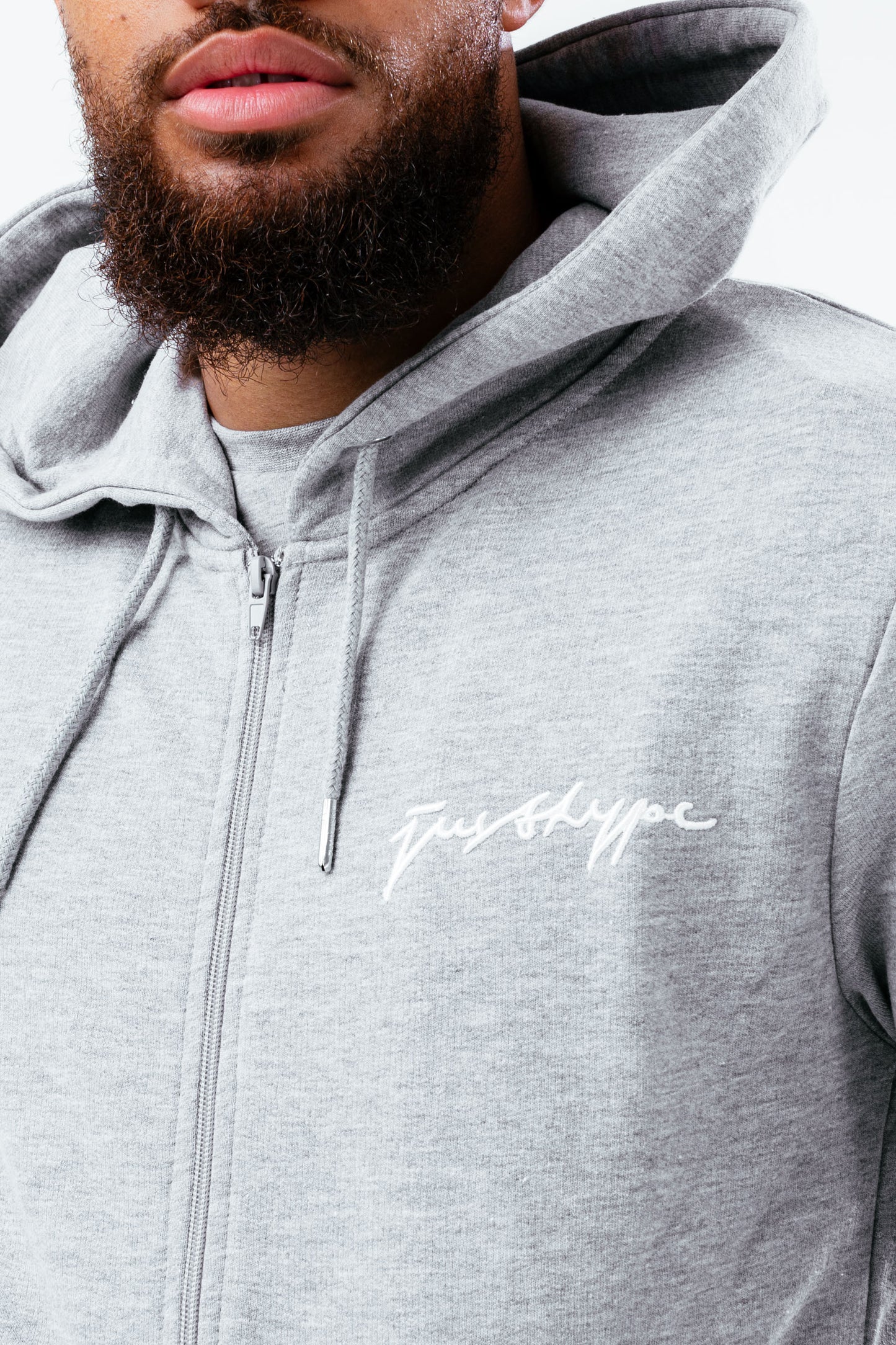 HYPE GREY MARL SCRIBBLE ZIP MEN'S HOODIE
