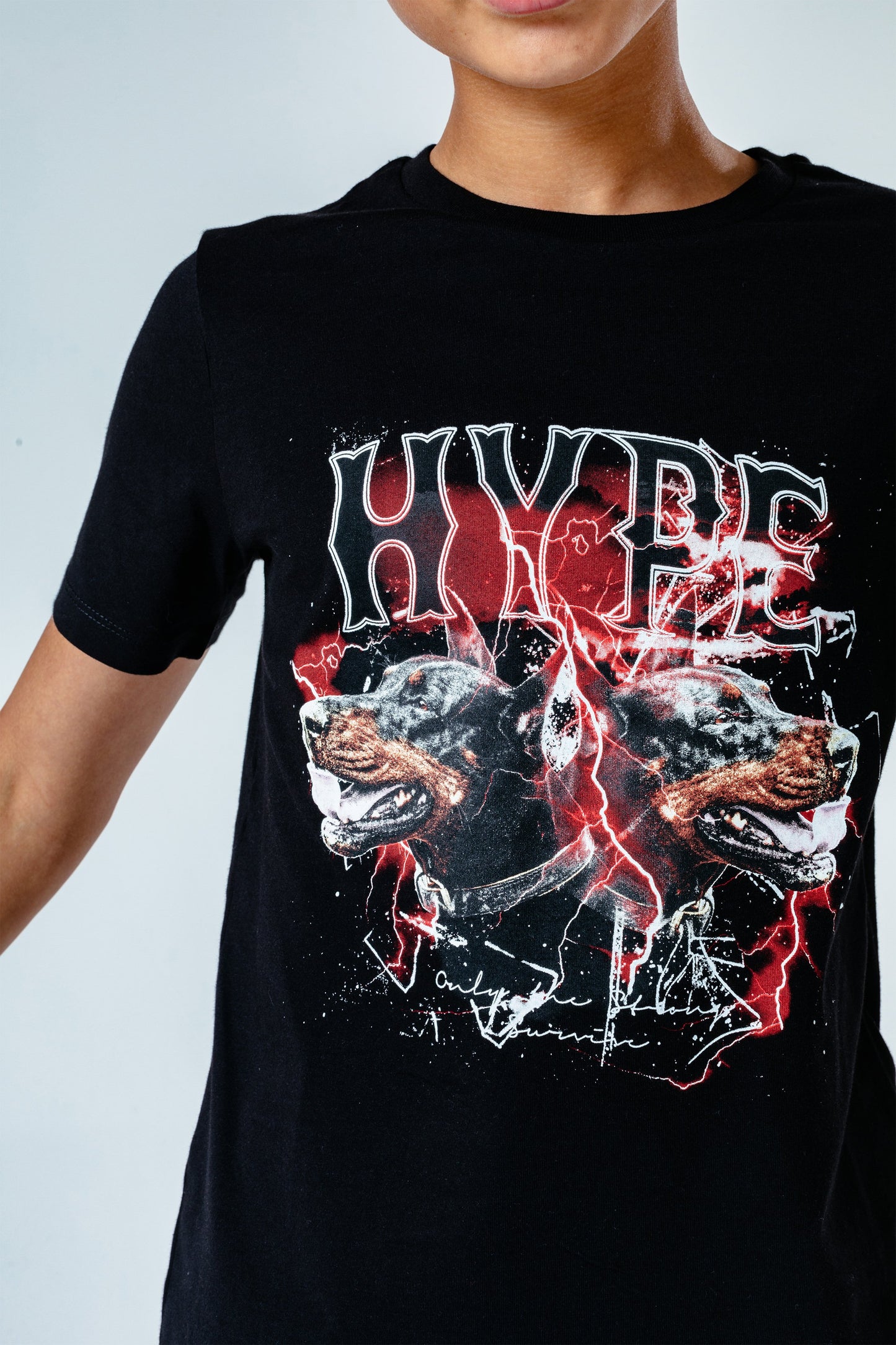 Hype Black Dobermann Logo Kids T-Shirt