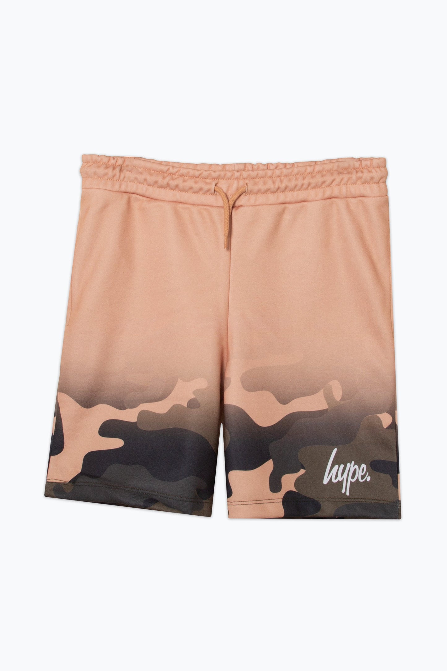 HYPE BOYS BEIGE SAND CAMO SCRIPT SHORTS
