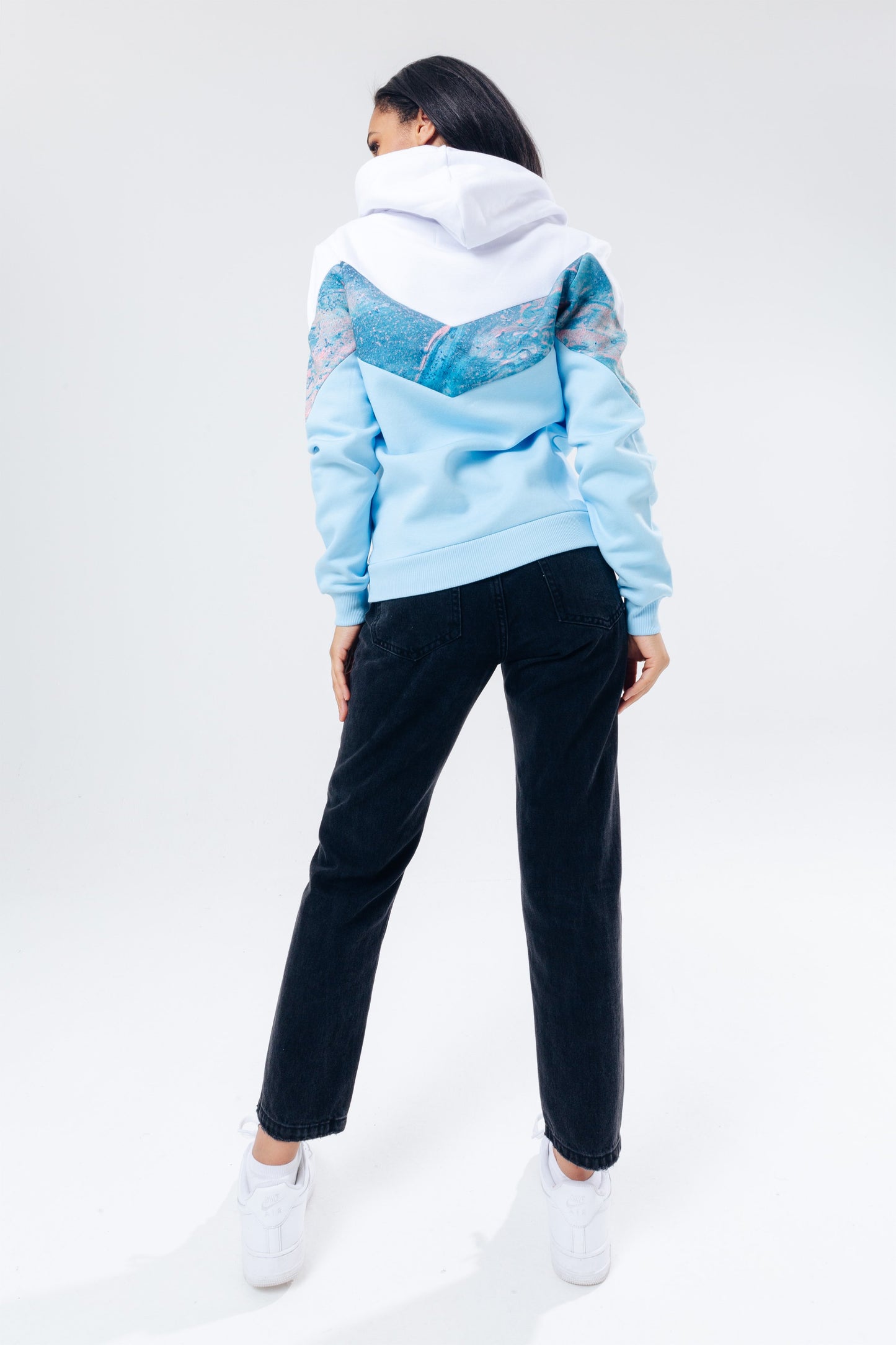 HYPE BLUE MARBLE WOMEN'S PULLOVER HOODIE