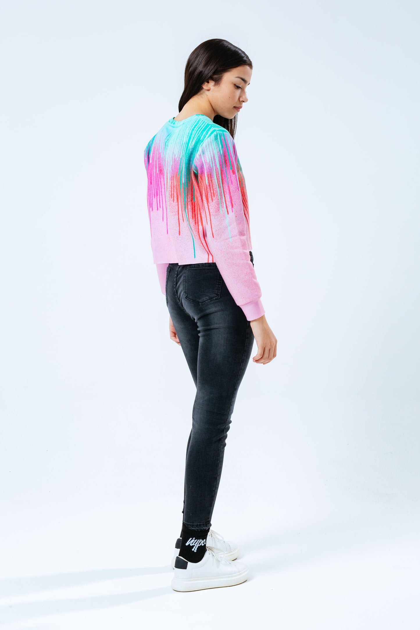 HYPE MINT DRIPS GIRLS CROP CREW NECK