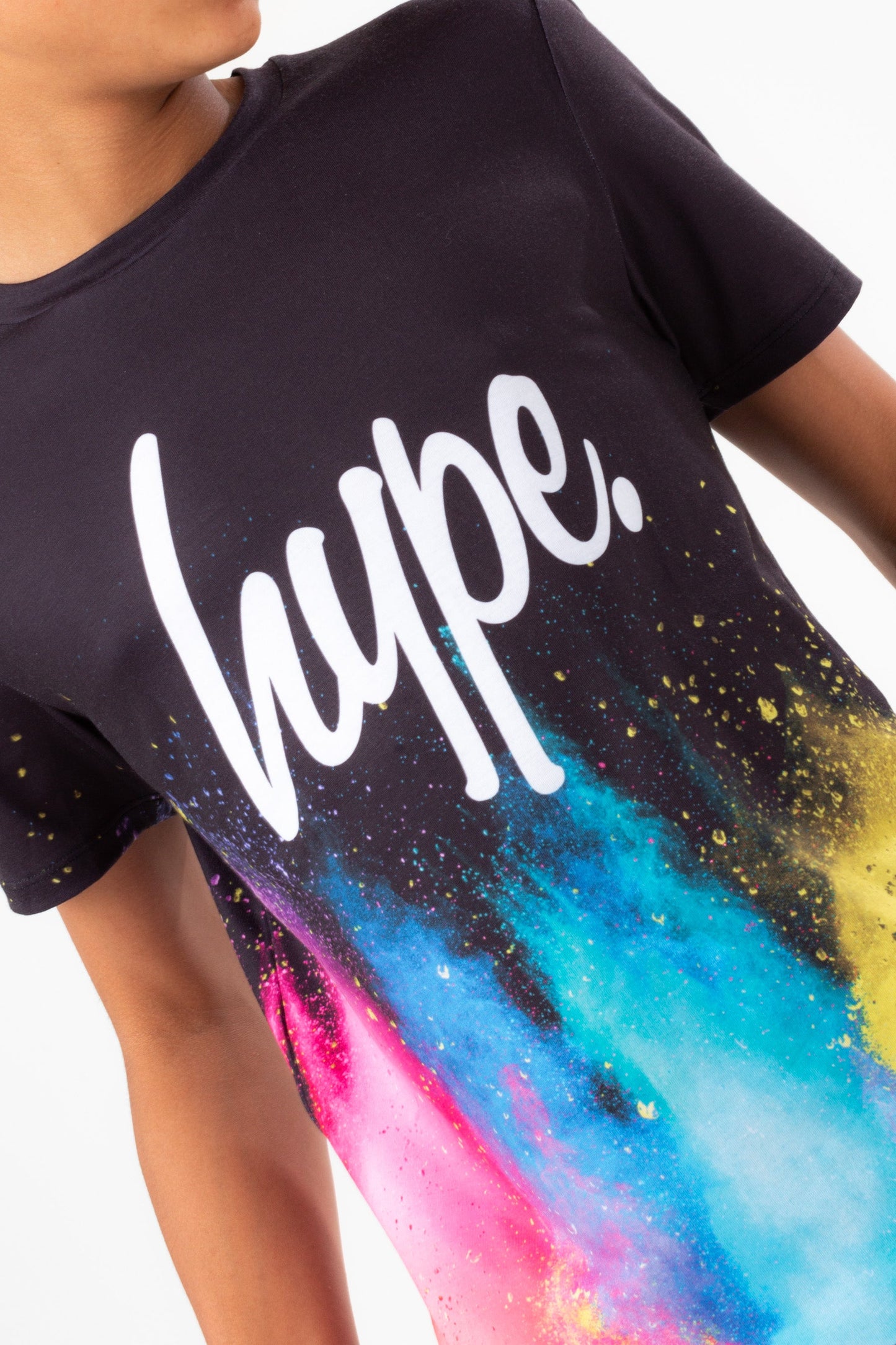 HYPE BOYS BLACK COLOUR EXPLOSION SCRIPT T-SHIRT