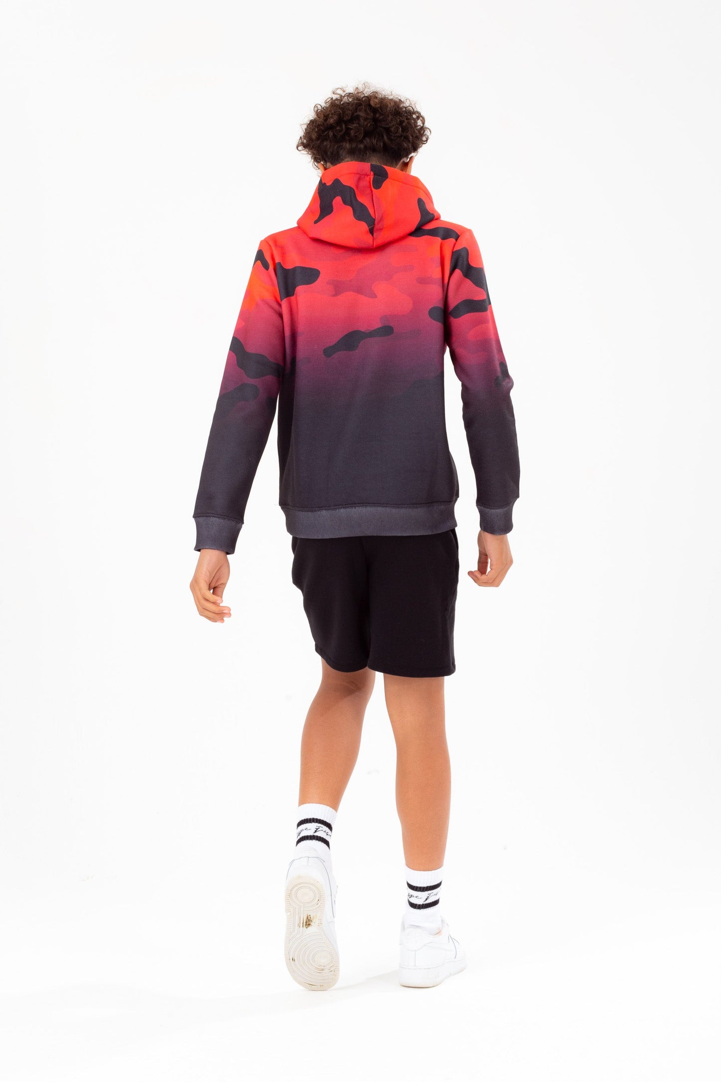 HYPE BOYS BLACK RED CAMO FADE SCRIPT HOODIE