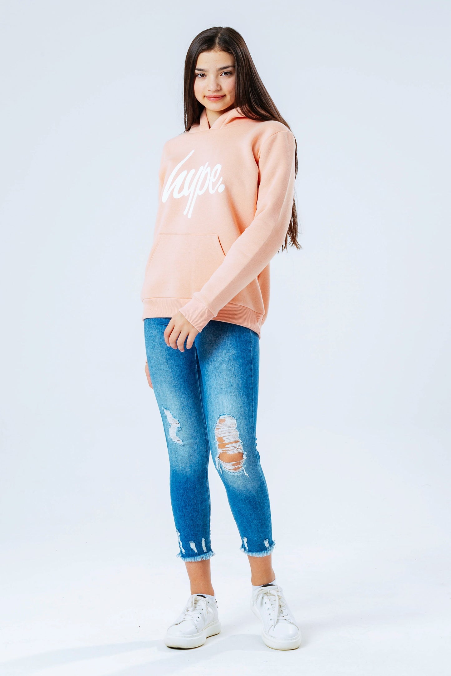Hype Pink Script Kids Pullover Hoodie