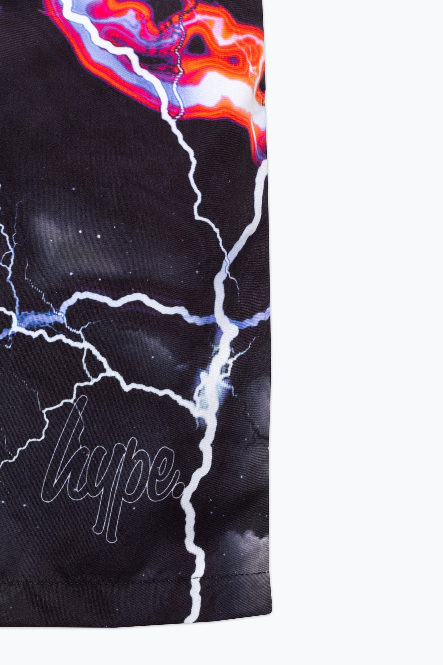 HYPE BOYS BLACK SMOKEY STORM OUTLINE SCRIPT SWIM SHORTS