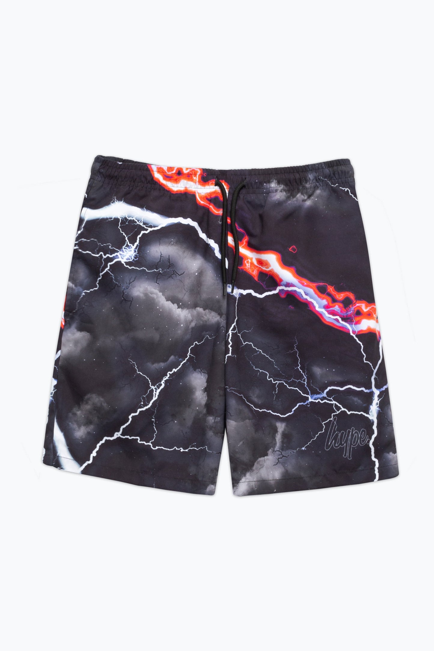HYPE BOYS BLACK SMOKEY STORM OUTLINE SCRIPT SWIM SHORTS