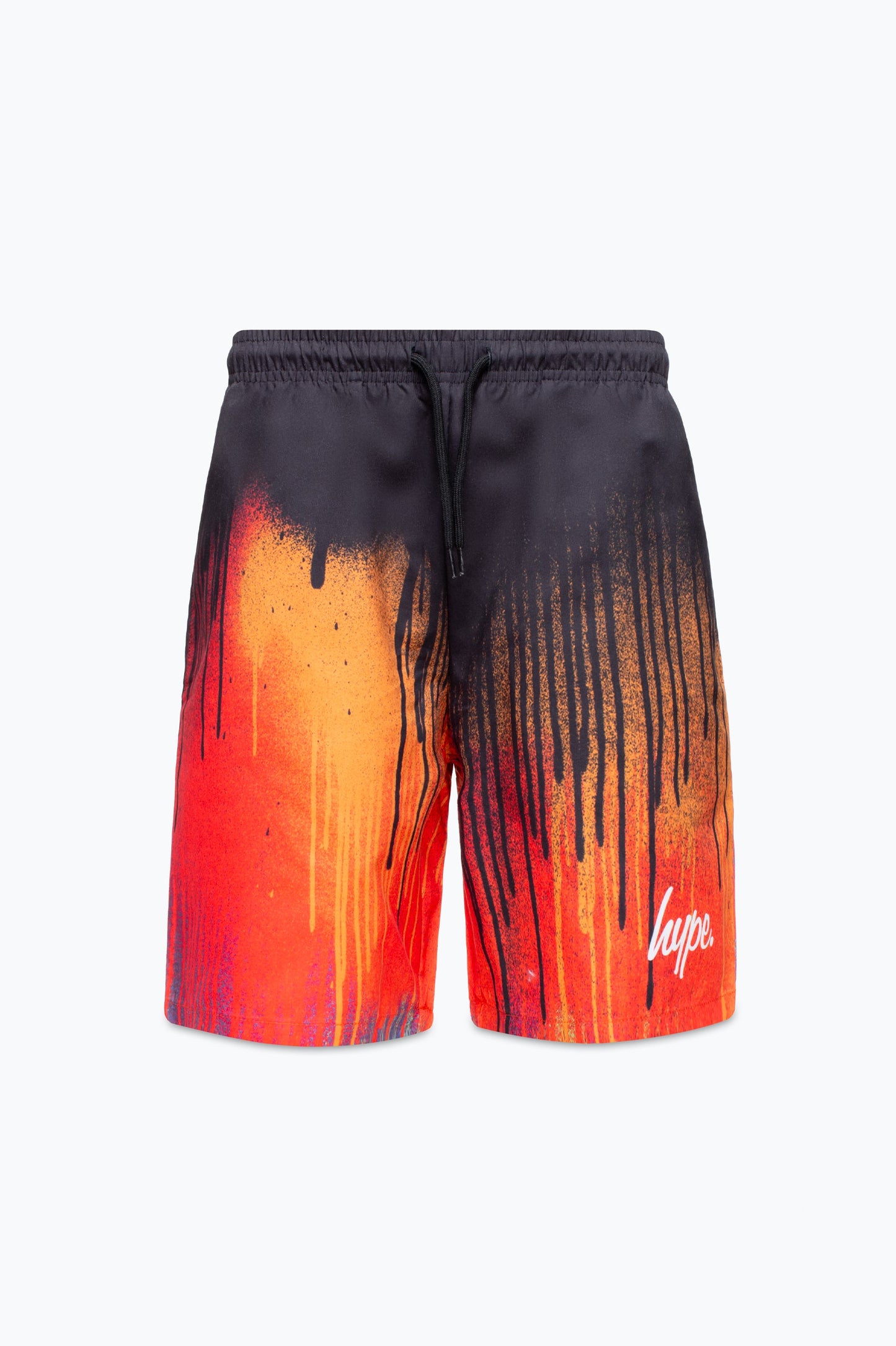 HYPE BOYS RED MULTI DRIP SCRIPT SWIM SHORTS