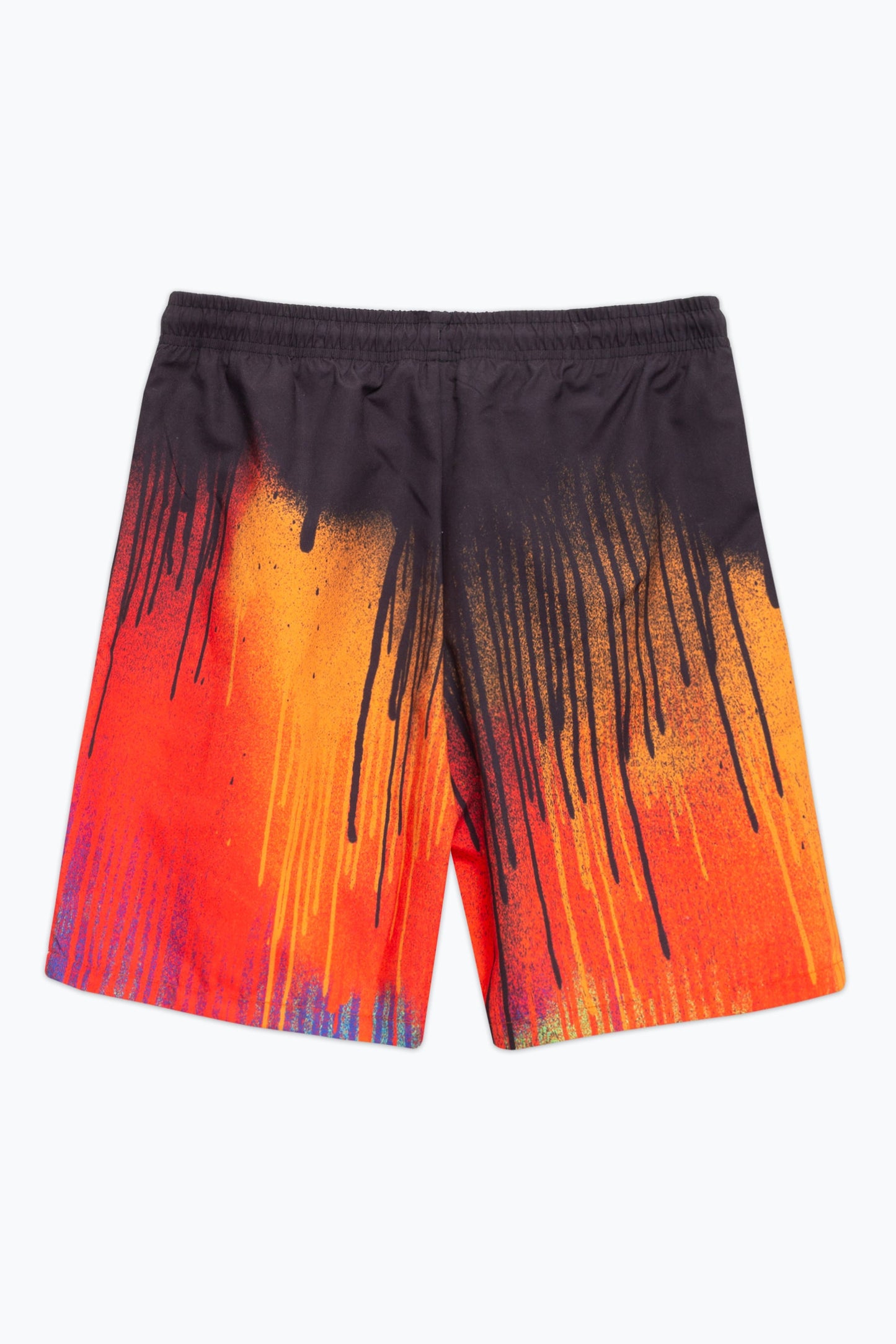 HYPE BOYS RED MULTI DRIP SCRIPT SWIM SHORTS