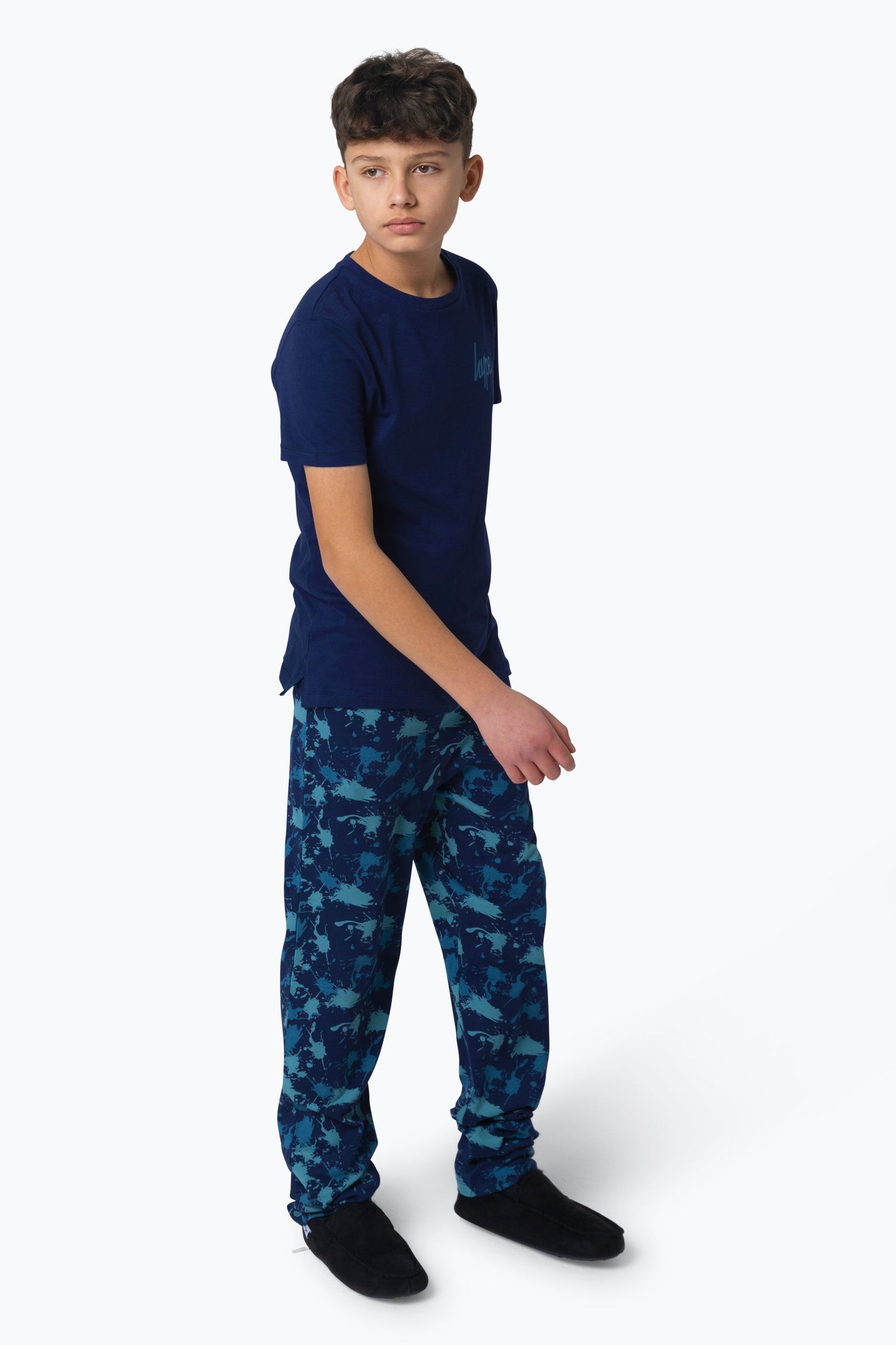 1PACK BOYS HYPE SHORT SLEEVE TEE & LONG PANT PAINT PJ SET NAVY