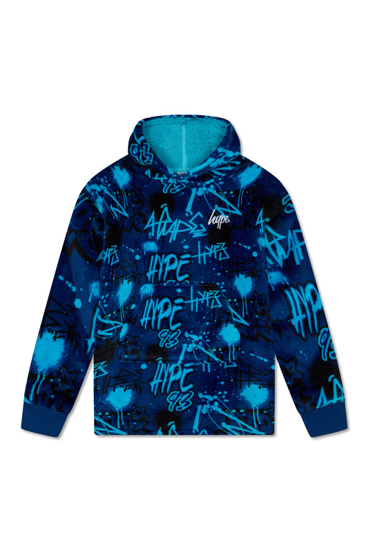 Hype Boys Blue Graffiit Oversized Blanket Hoodie