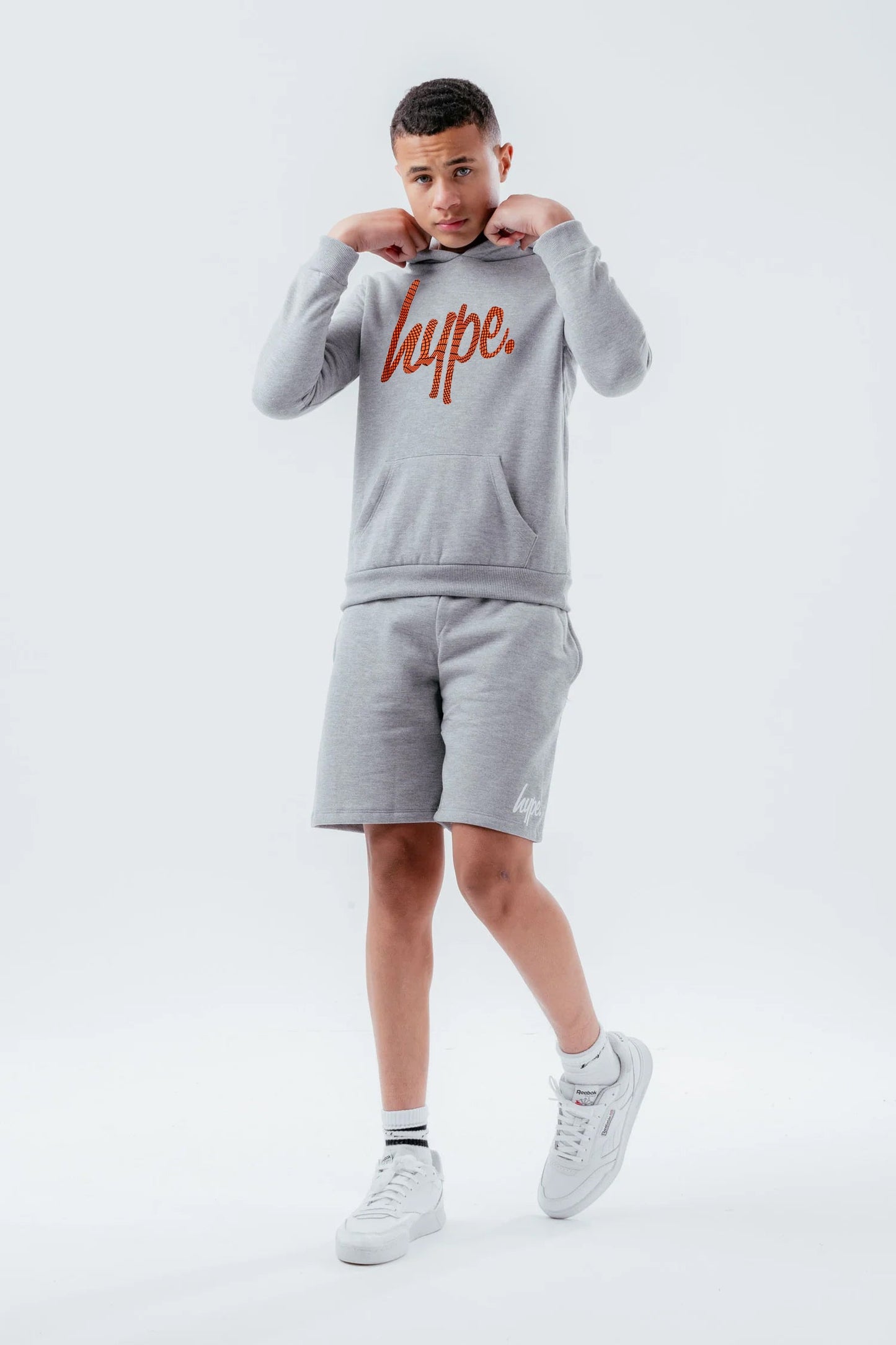 HYPE BOYS GREY WAVE SCRIPT HOODIE