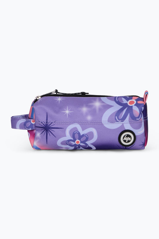 Hype Girls Purple Sparkle Flower Pencil Case