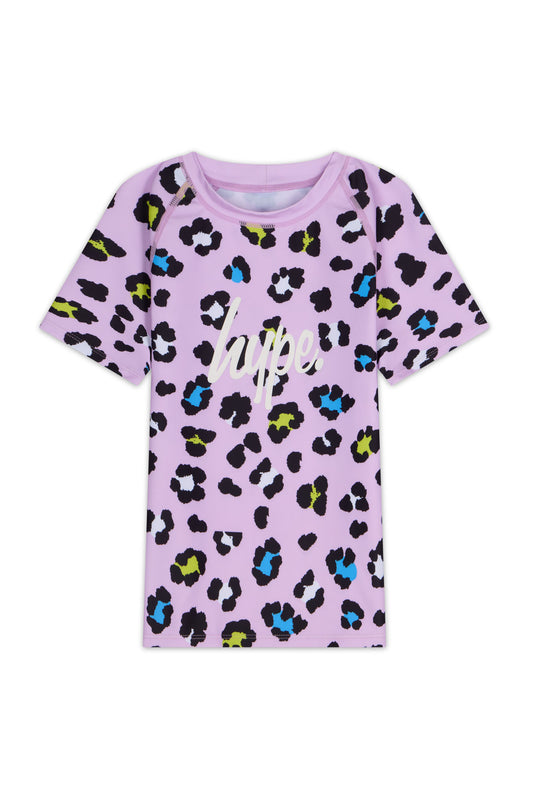 Hype Girls Lilac Leopard T-Shirt