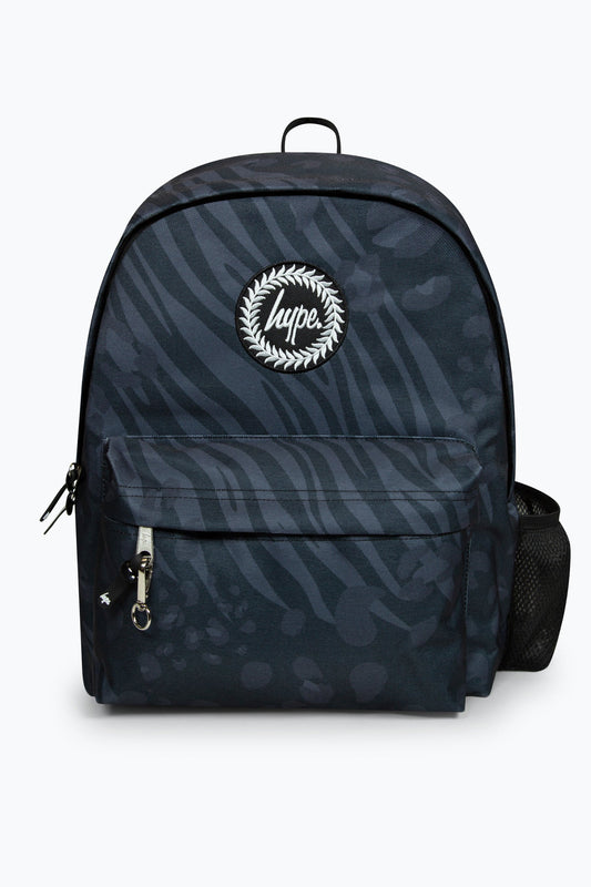 HYPE UNISEX BLACK ANIMAL PRINT BADGE BACKPACK