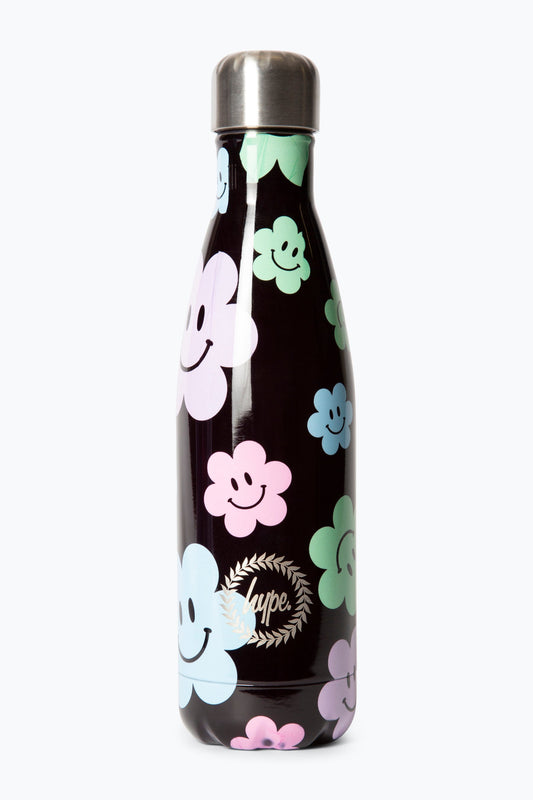 HYPE UNISEX BLACK HAPPY FLOWERS WATER BOTTLE