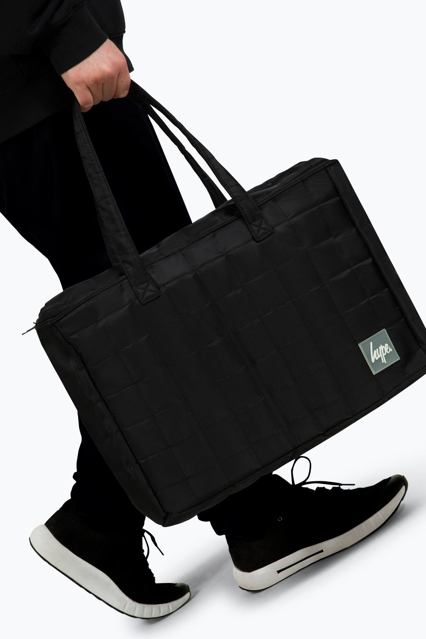 HYPE BLACK QUILTED LARGE TOTE BAG