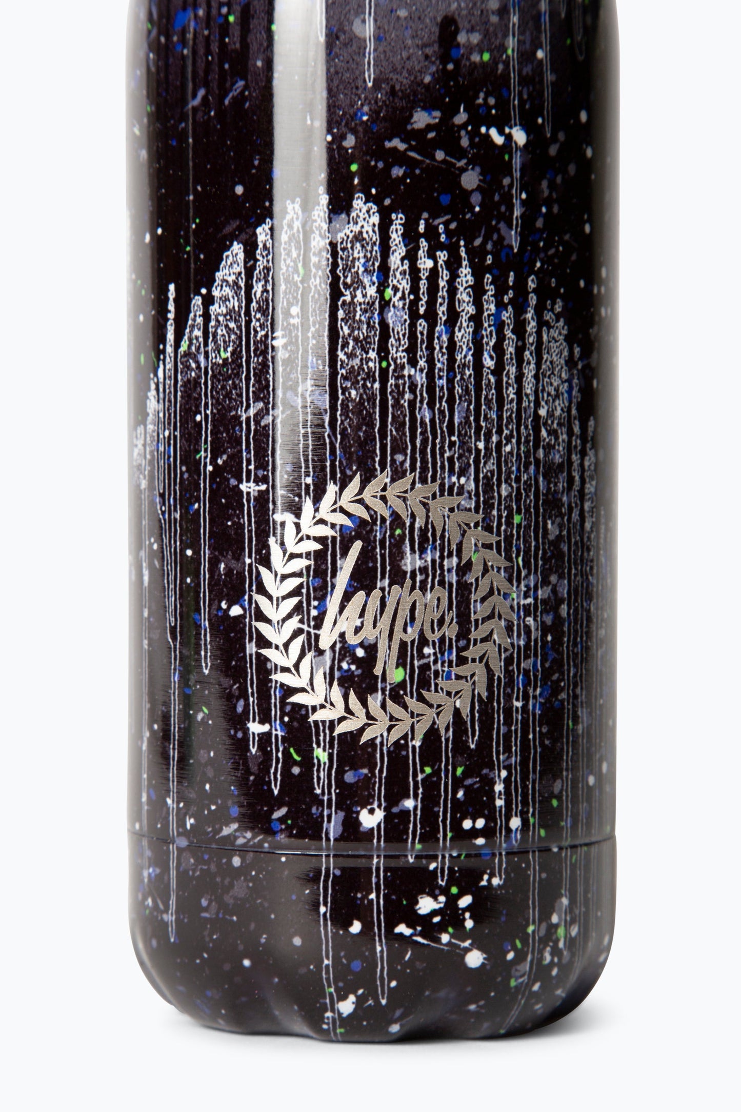 HYPE UNISEX BLACK GLITTER DRIPS WATER BOTTLE