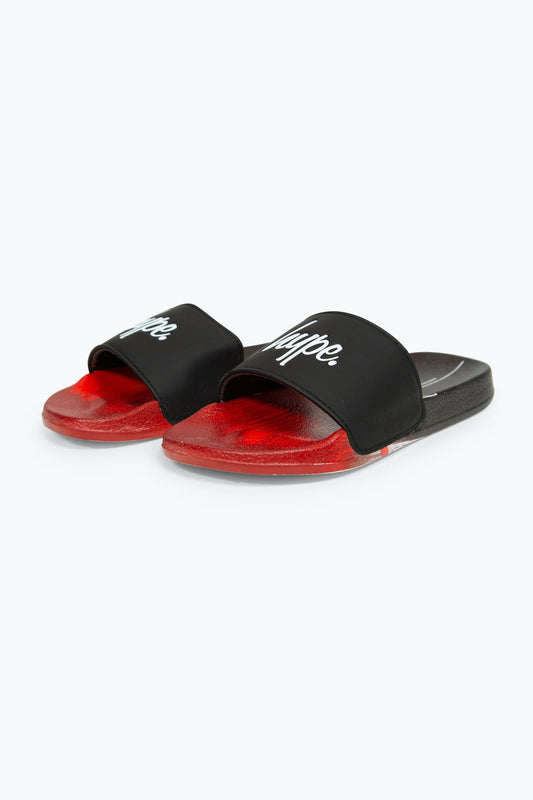 HYPE BOYS MULTI RED DRIPS SCRIPT SLIDERS