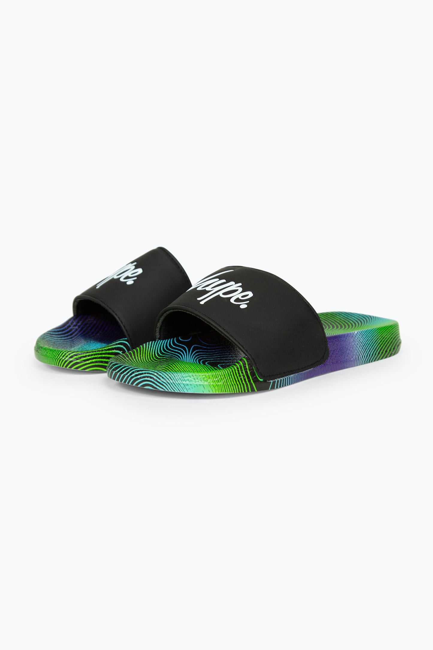 HYPE BOYS MULTI BLACK WAVE SCRIPT SLIDERS