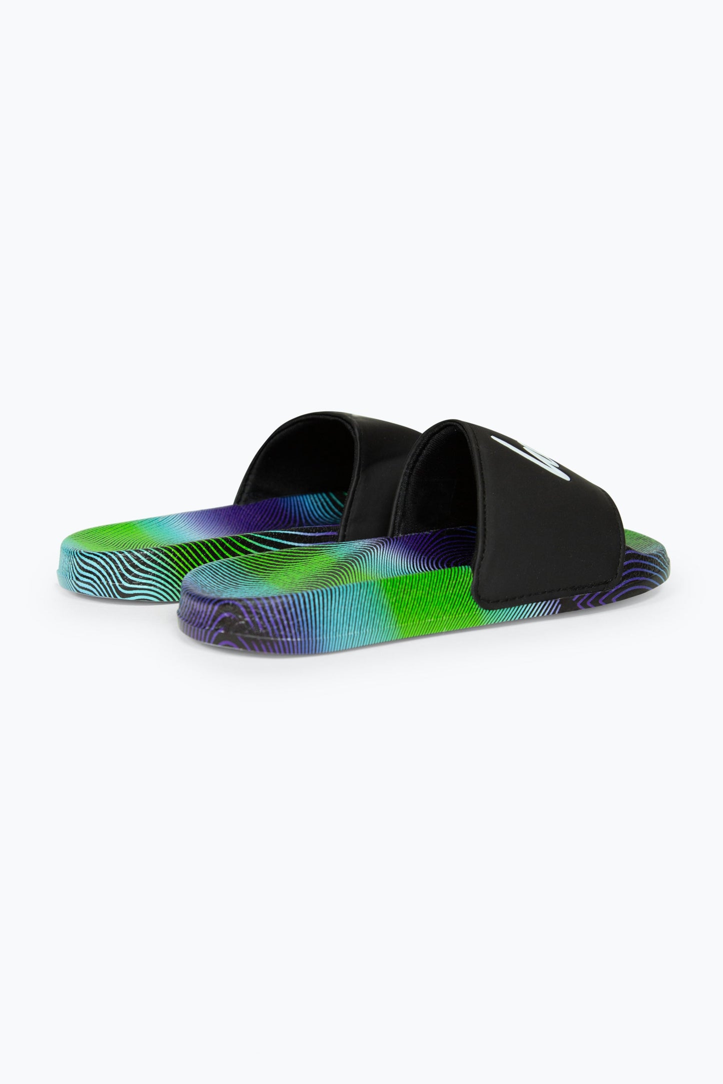 HYPE BOYS MULTI BLACK WAVE SCRIPT SLIDERS