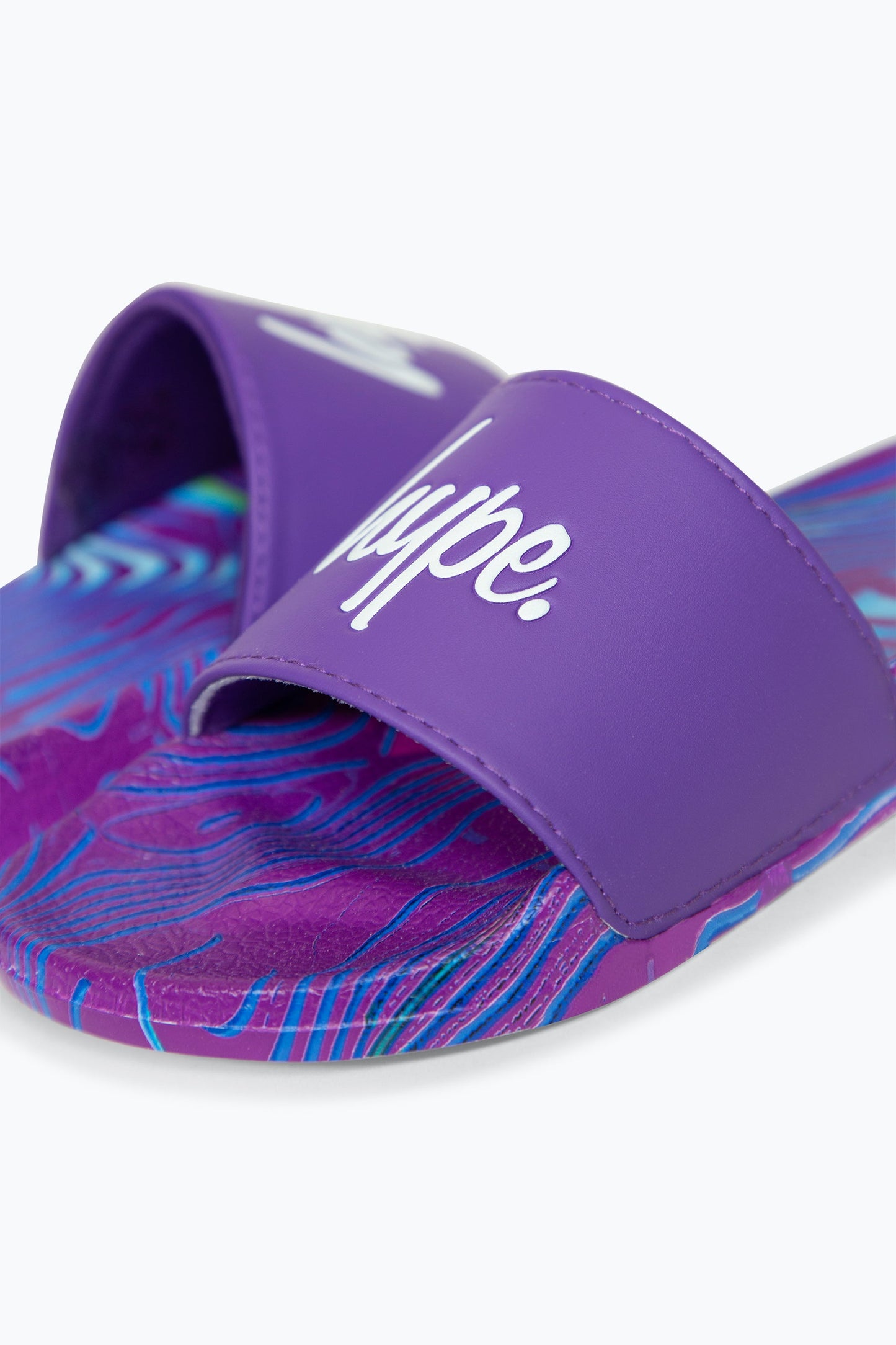 HYPE GIRLS MULTI PURPLE CRAZY WAVE SCRIPT SLIDERS