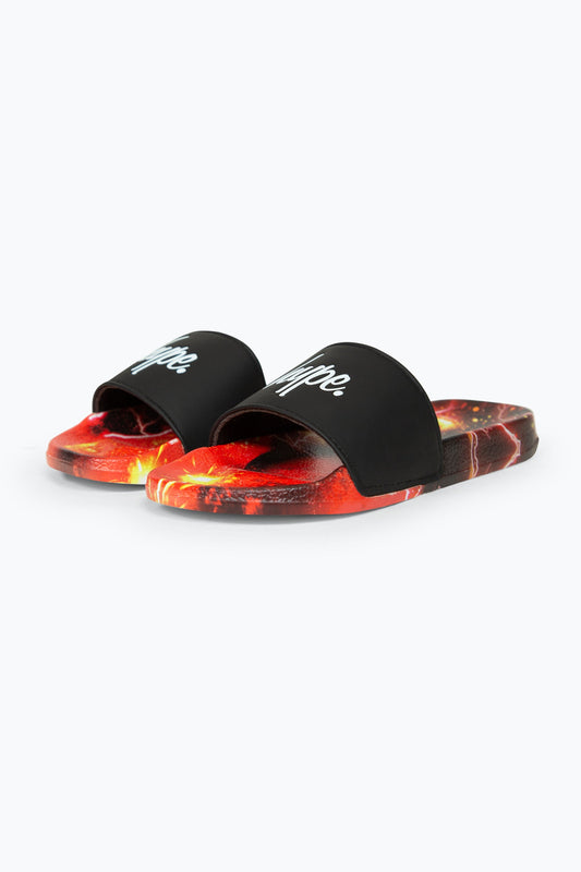 HYPE BOYS MULTI RED SPACE SCRIPT SLIDERS