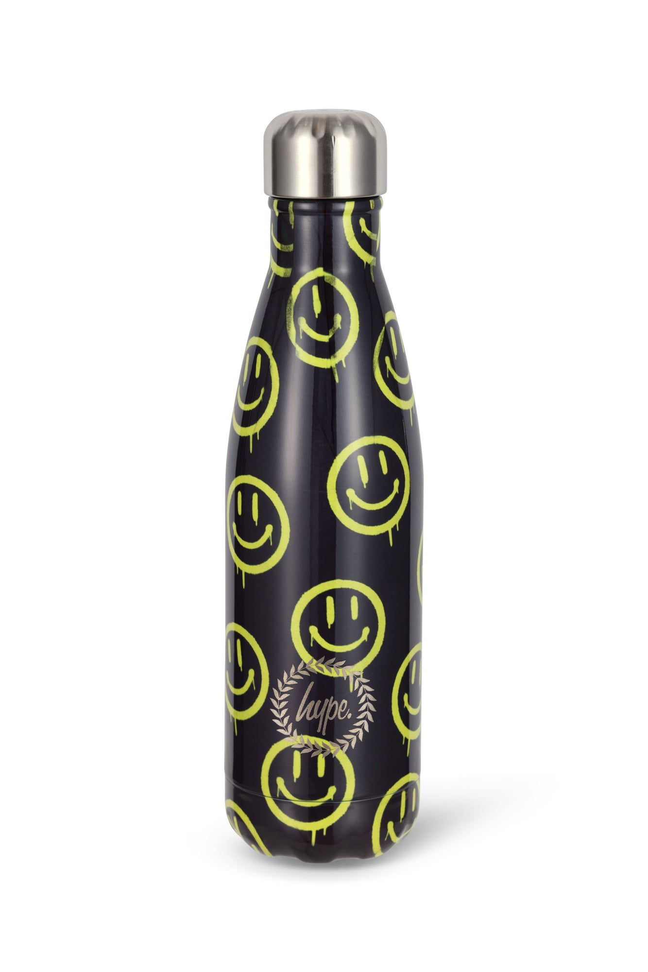 Hype Unisex Charcoal Neon Drippy Smiley Thermal Water Bottle