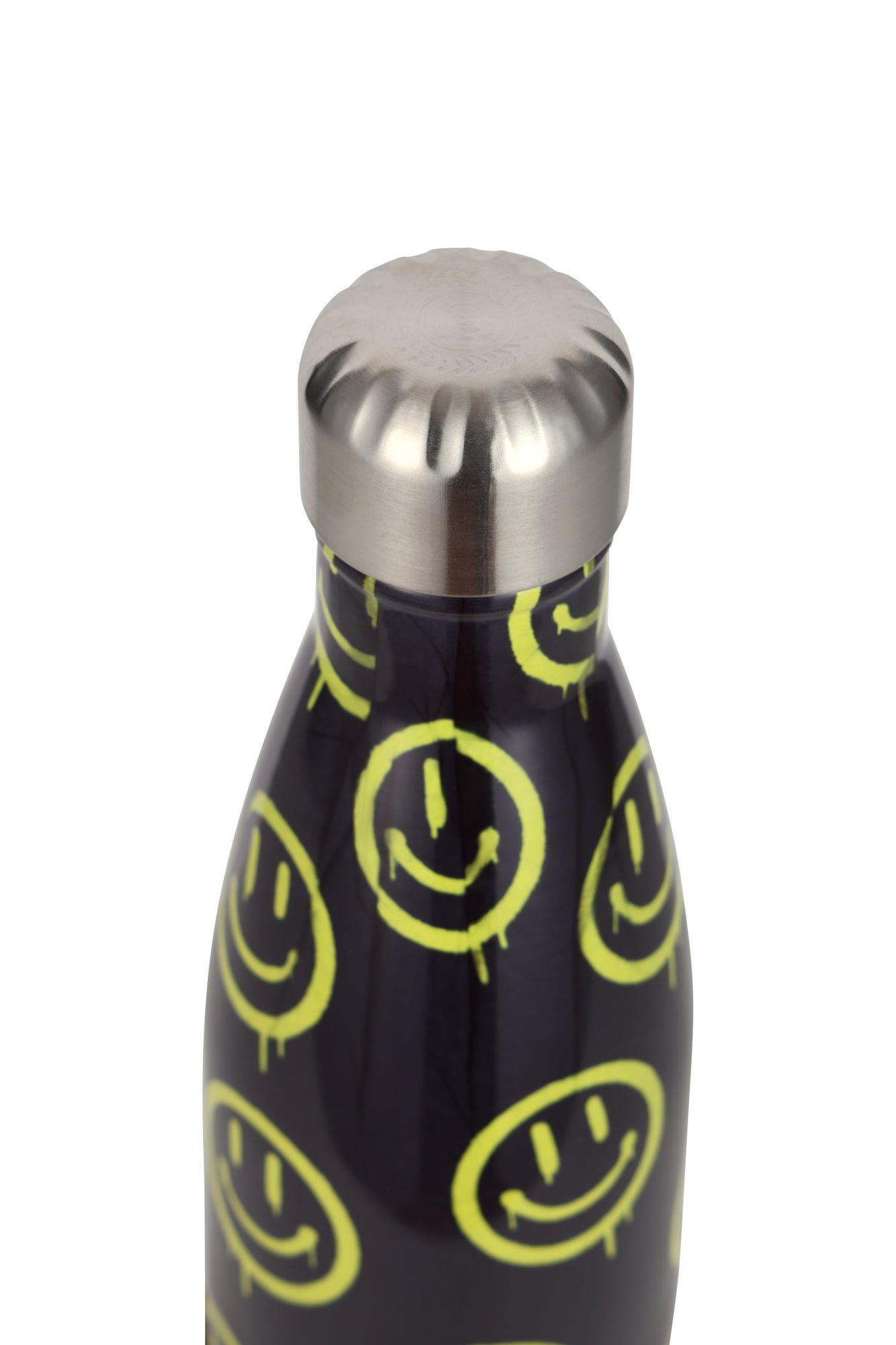 Hype Unisex Charcoal Neon Drippy Smiley Thermal Water Bottle