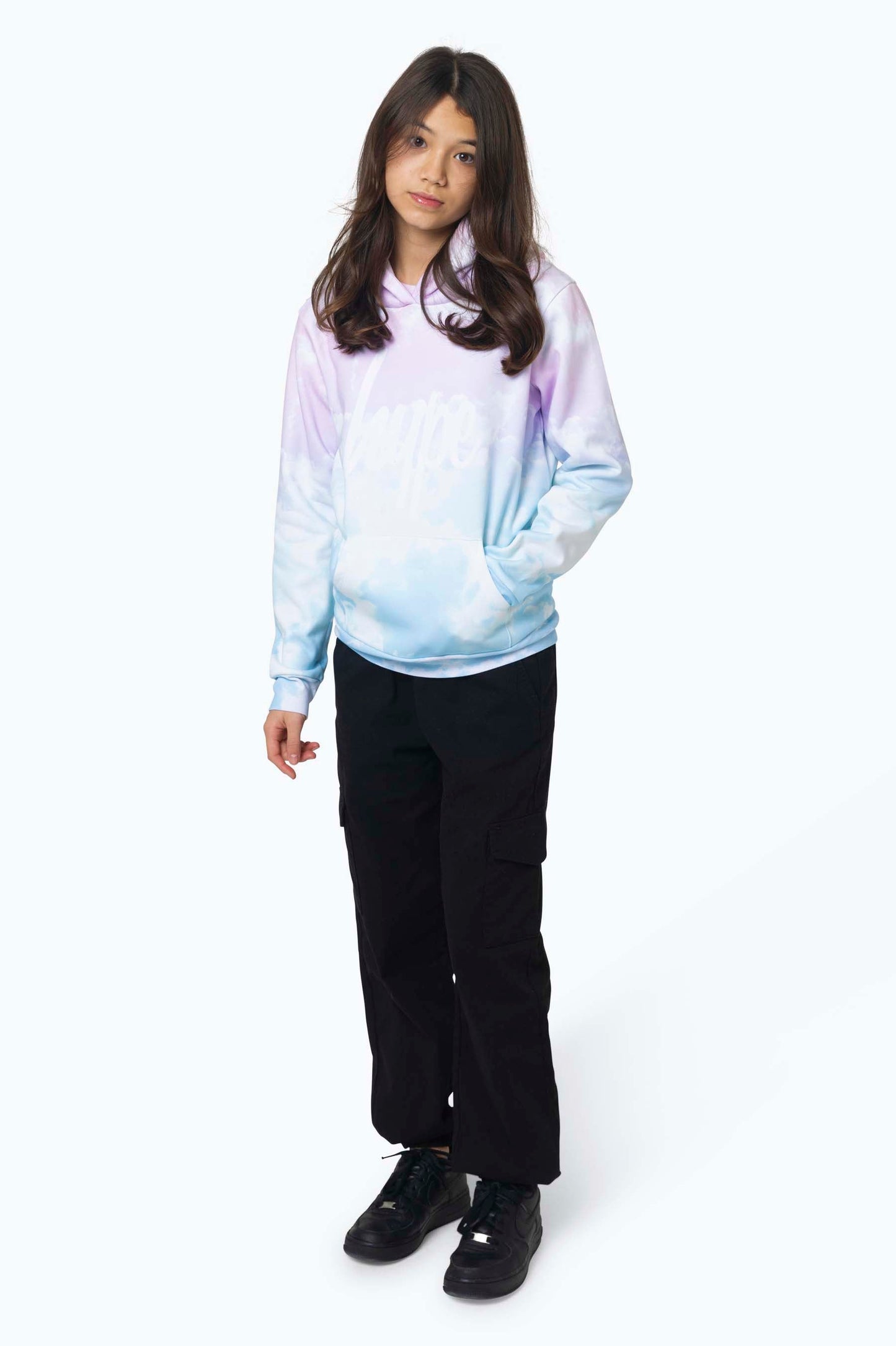 HYPE GIRLS MULTI PASTEL CLOUDS HOODIE