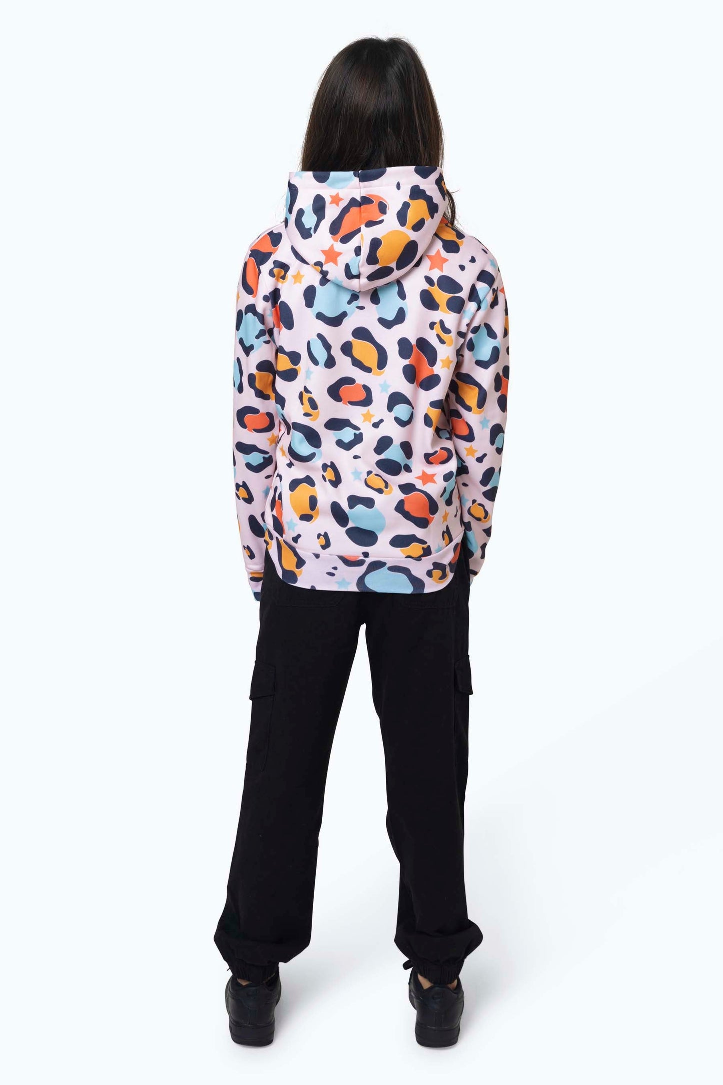 HYPE GIRLS MULTI STAR LEOPARD HOODIE