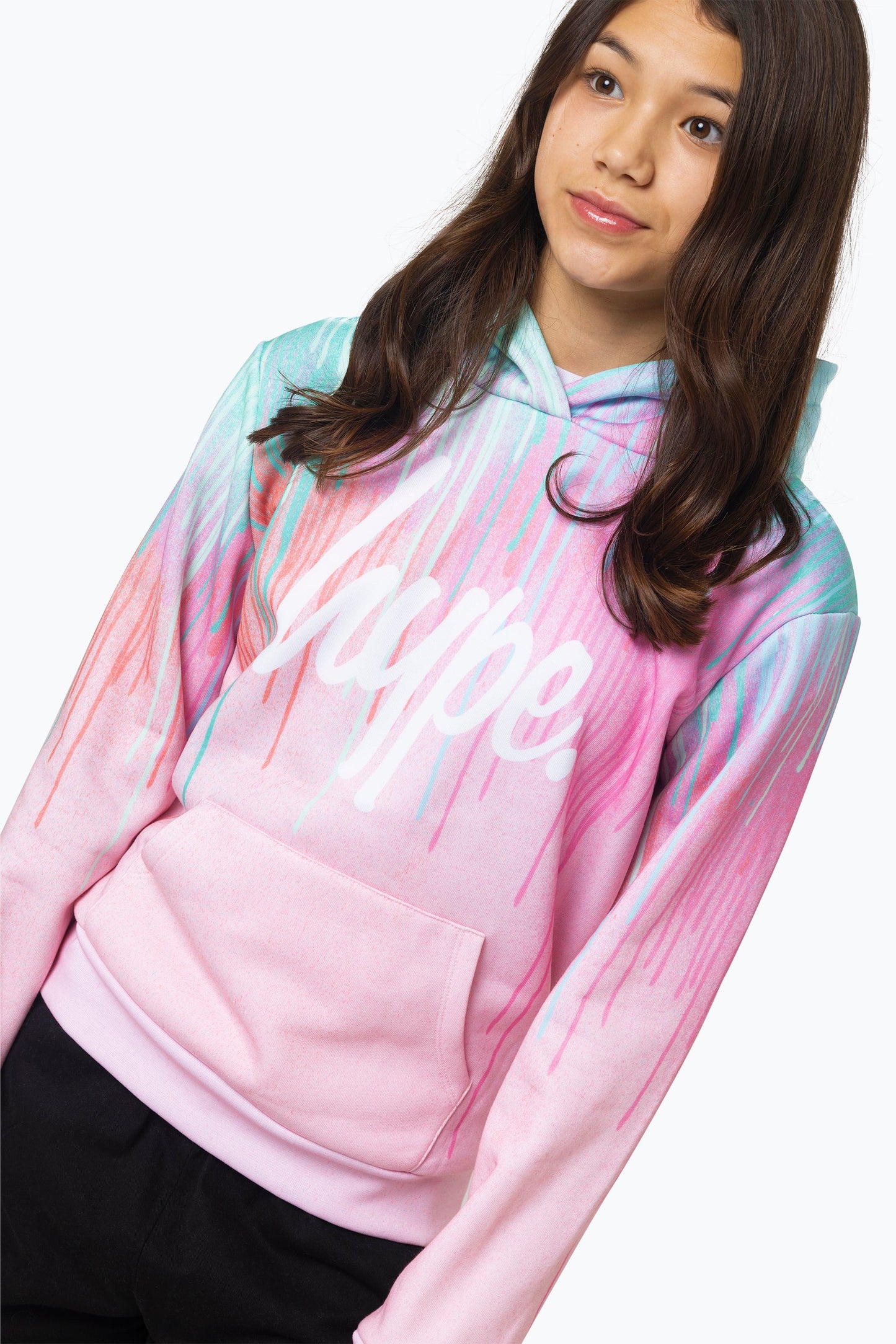 HYPE GIRLS MULTI MINT PINK DRIPS HOODIE